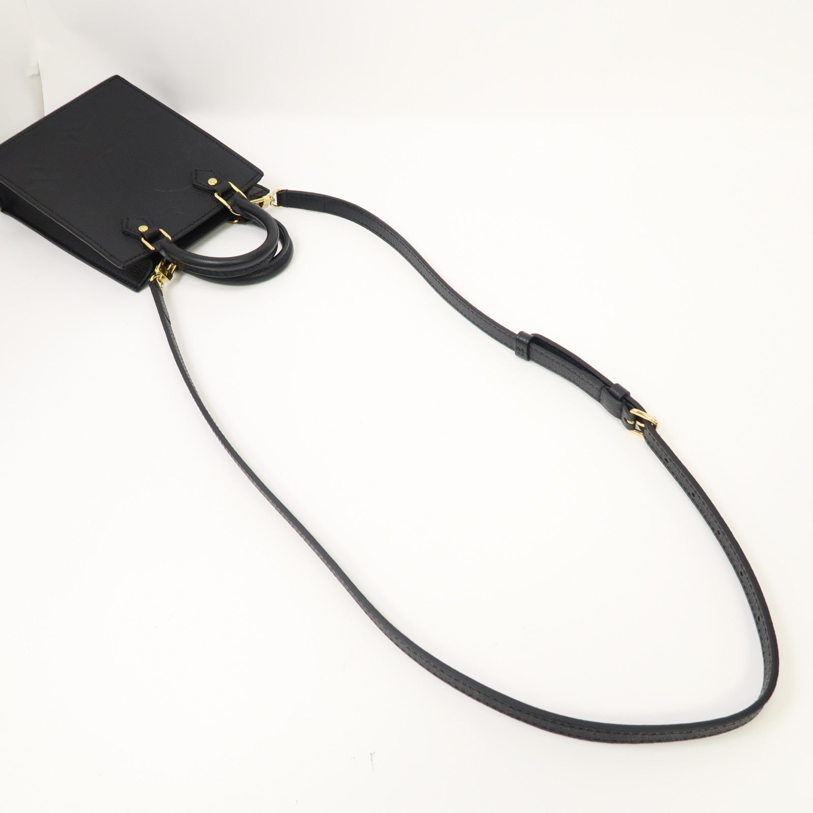 LOUIS VUITTON 【清倉大減價】Monogram Empreinte Petit Sac Plat金扣手挽肩背兩用袋黑色