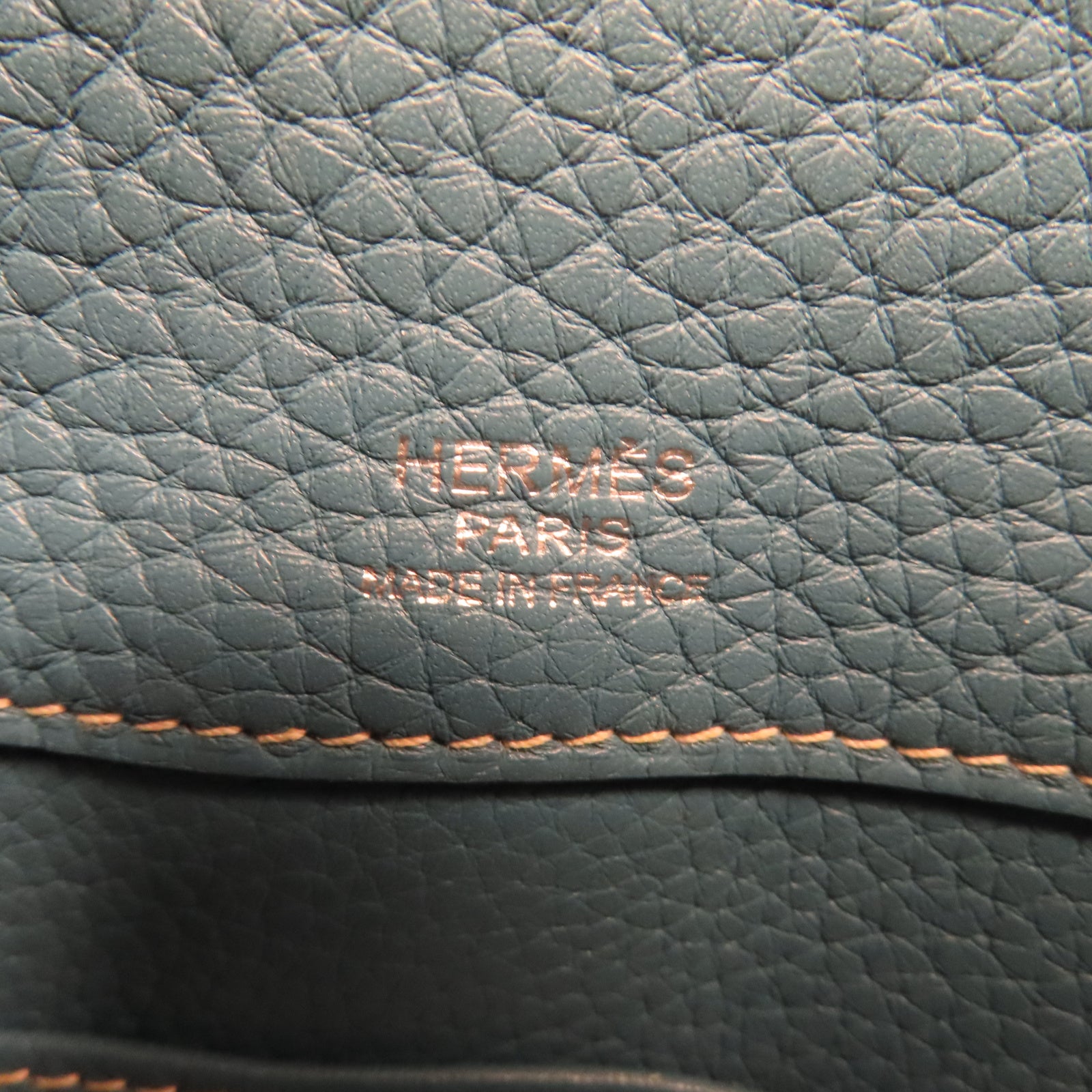 HERMES 【激減優惠】Clemence皮革Atlas 35銀扣手挽袋Blue Jeans牛仔藍色