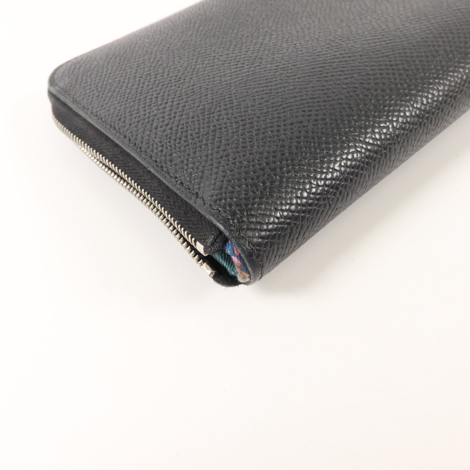 HERMES Epsom皮革Silk In Classique Long Wallet長錢包Noir