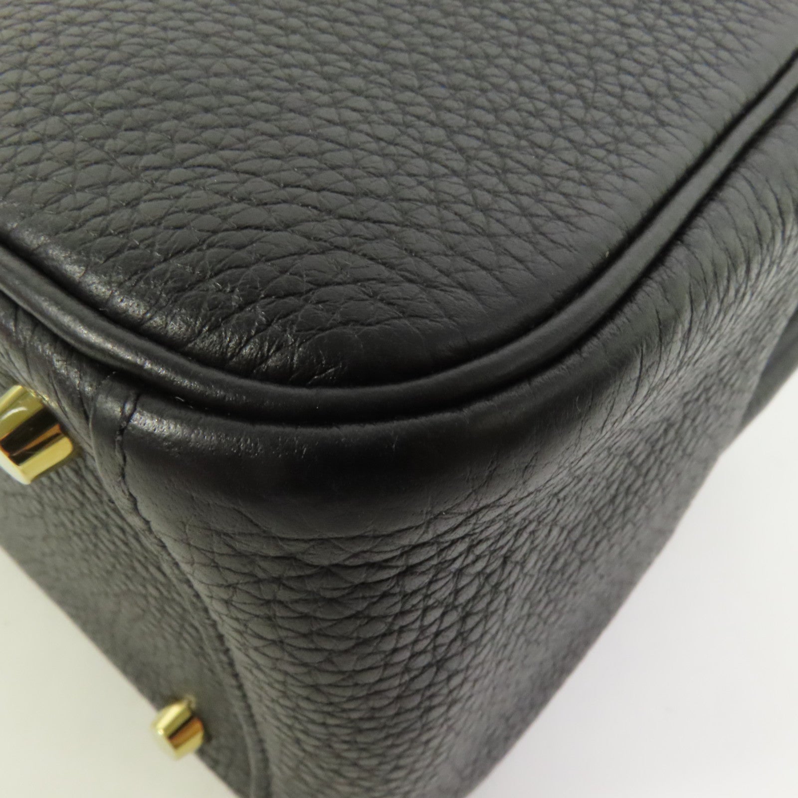 HERMES Clemence皮革Mini Lindy金扣手挽肩背兩用袋Noir