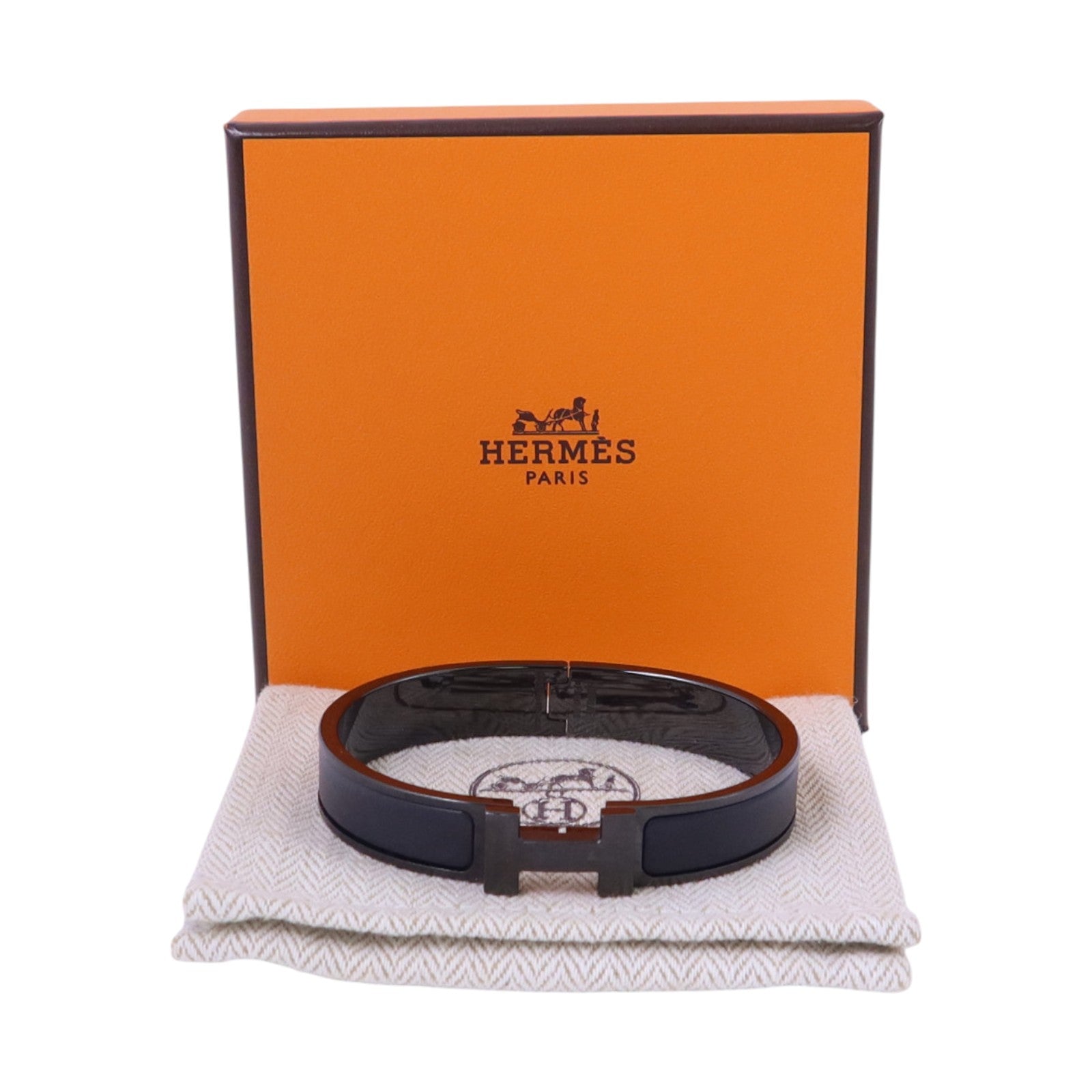 HERMES 金屬/琺瑯Click HH So Black Bracelet手鏈