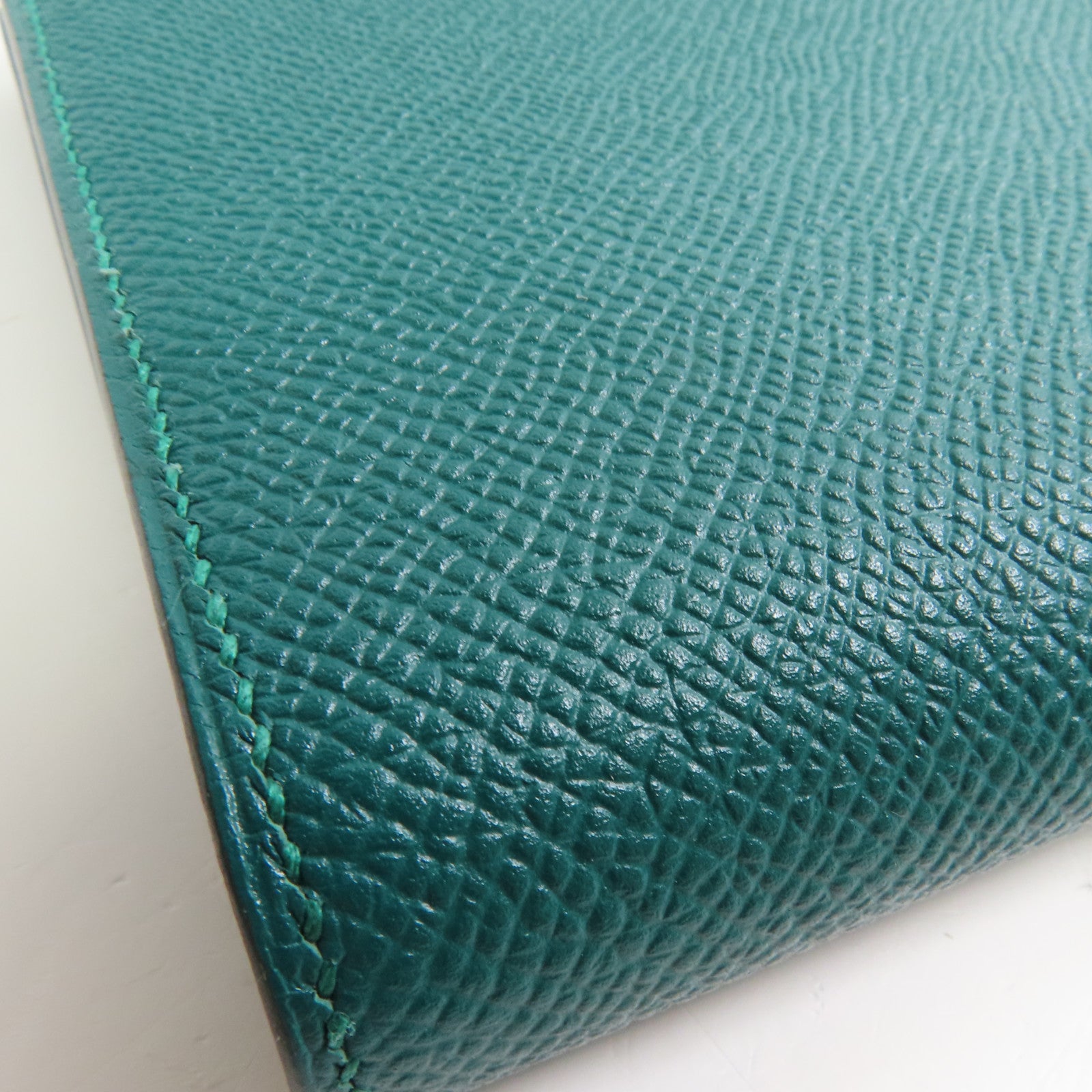 HERMES Epsom皮革Clic 16銀扣肩背袋Vert Vertigo