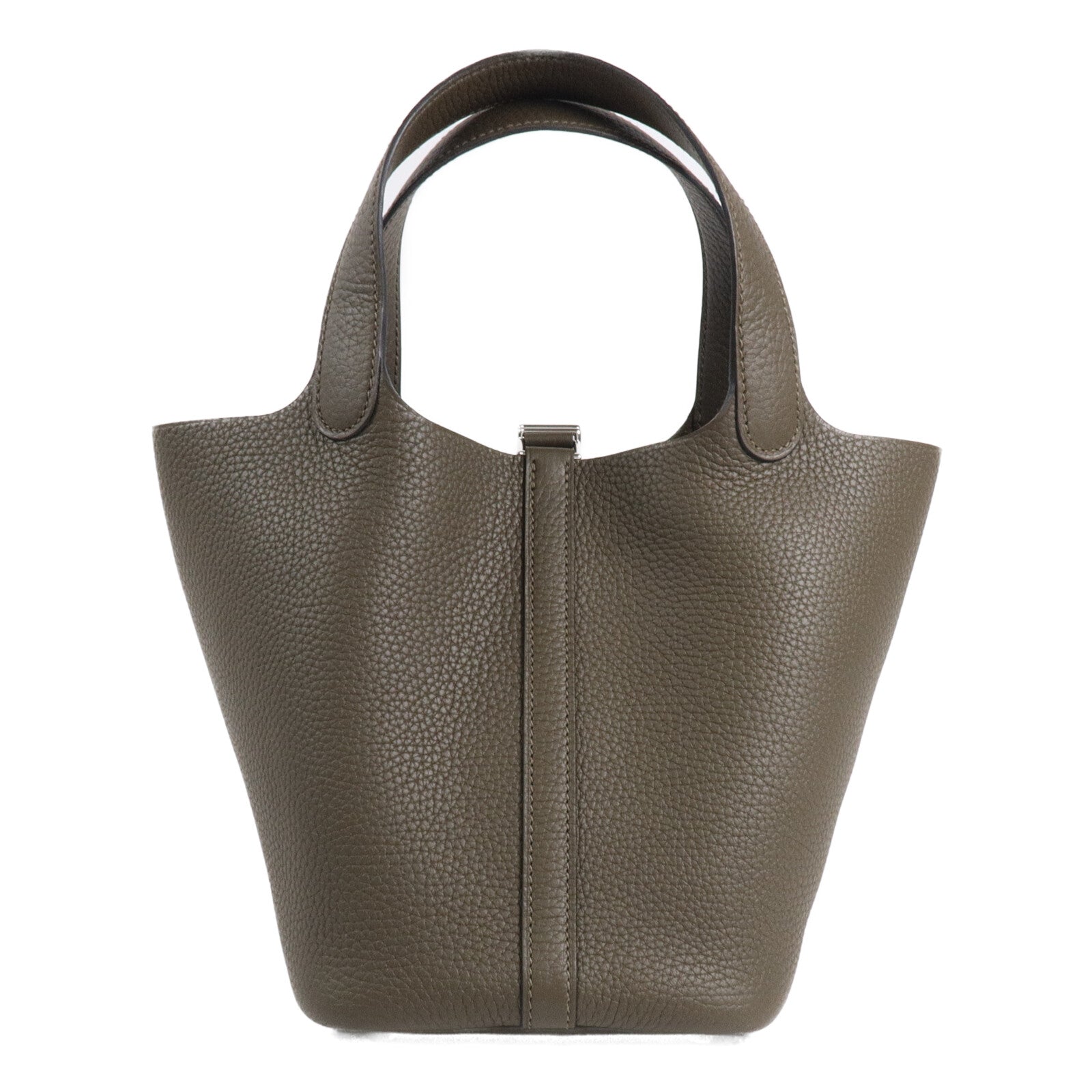 HERMES Clemence皮革Picotin PM手挽袋Vert Loden