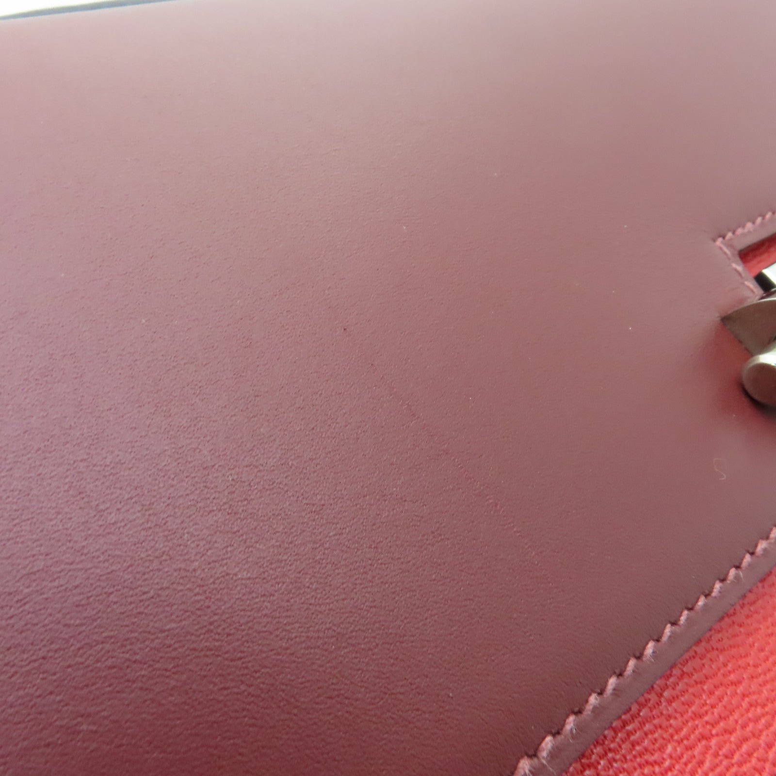 HERMES 【激減優惠】Box Calf皮革Verrou 23銀扣肩背袋Rouge H酒紅色