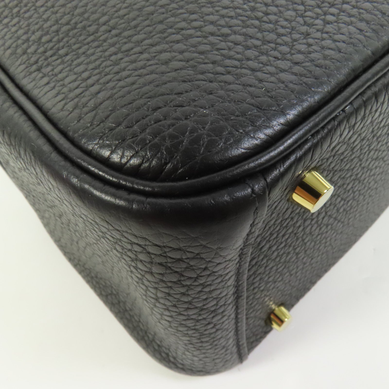HERMES Clemence皮革Mini Lindy金扣手挽肩背兩用袋Noir