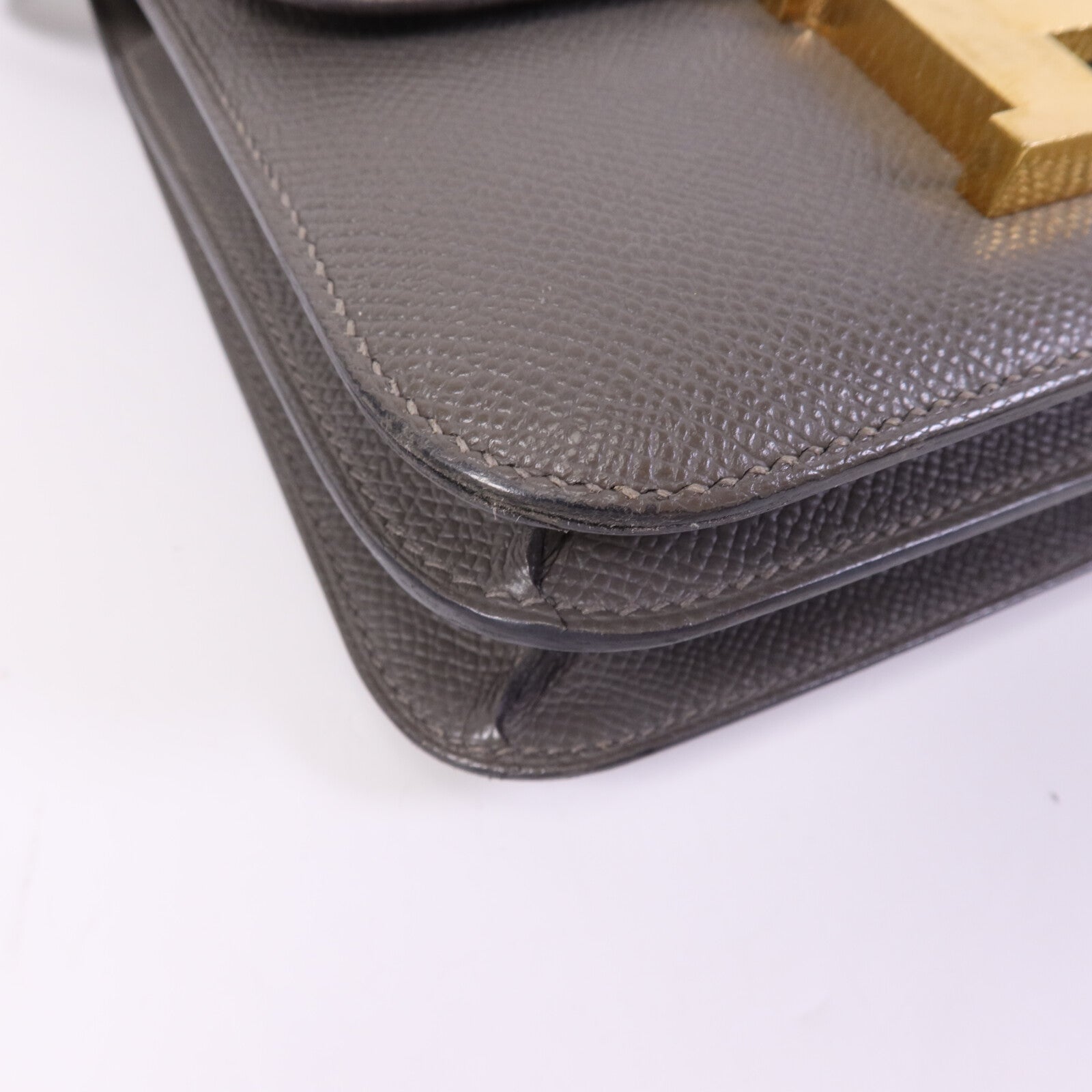 HERMES Epsom皮革Mini Constance金扣肩背袋