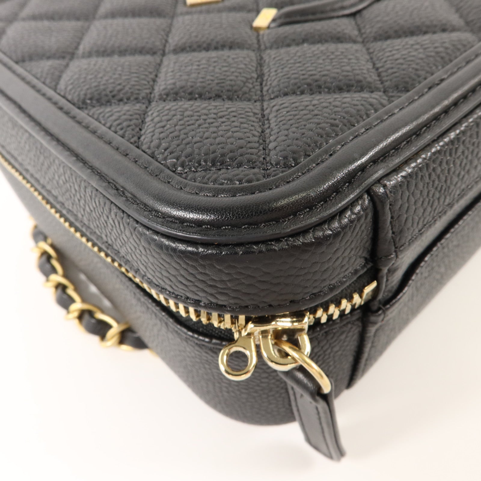 CHANEL 牛皮皮革CC Filigree Vanity Case Medium手挽肩背兩用袋