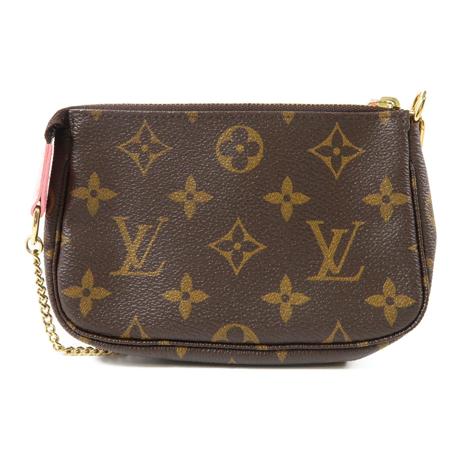LOUIS VUITTON Monogram Pochette Accessories金扣手挽袋啡色