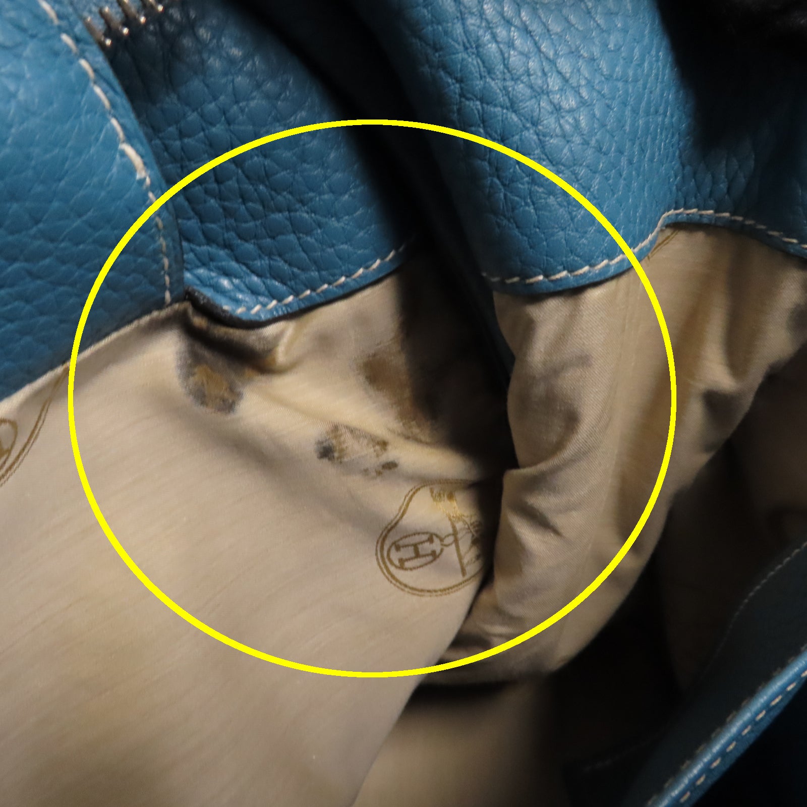 HERMES 【激減優惠】Clemence皮革Atlas 35銀扣手挽袋Blue Jeans牛仔藍色
