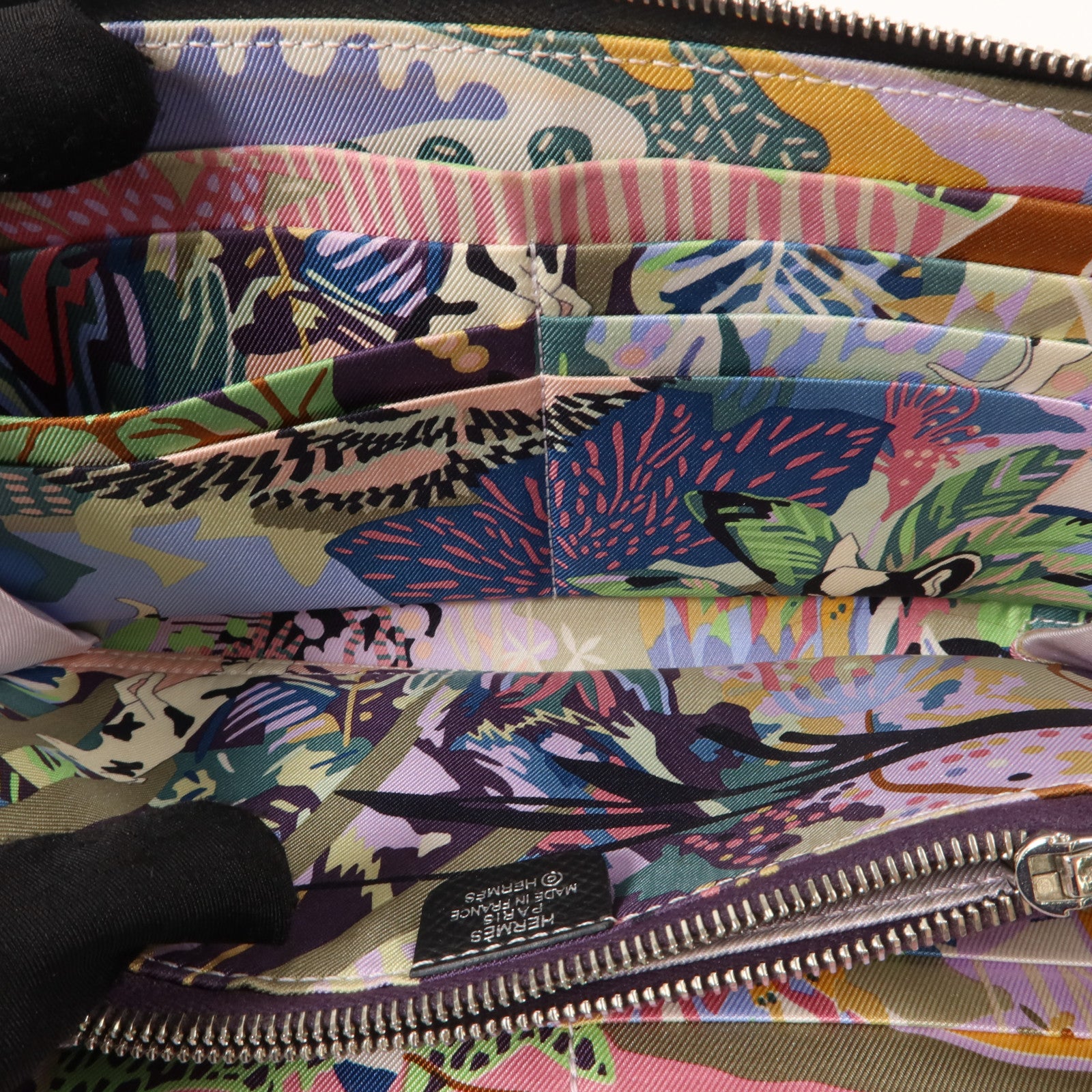 HERMES Epsom皮革Silk In Classique Long Wallet長錢包Noir