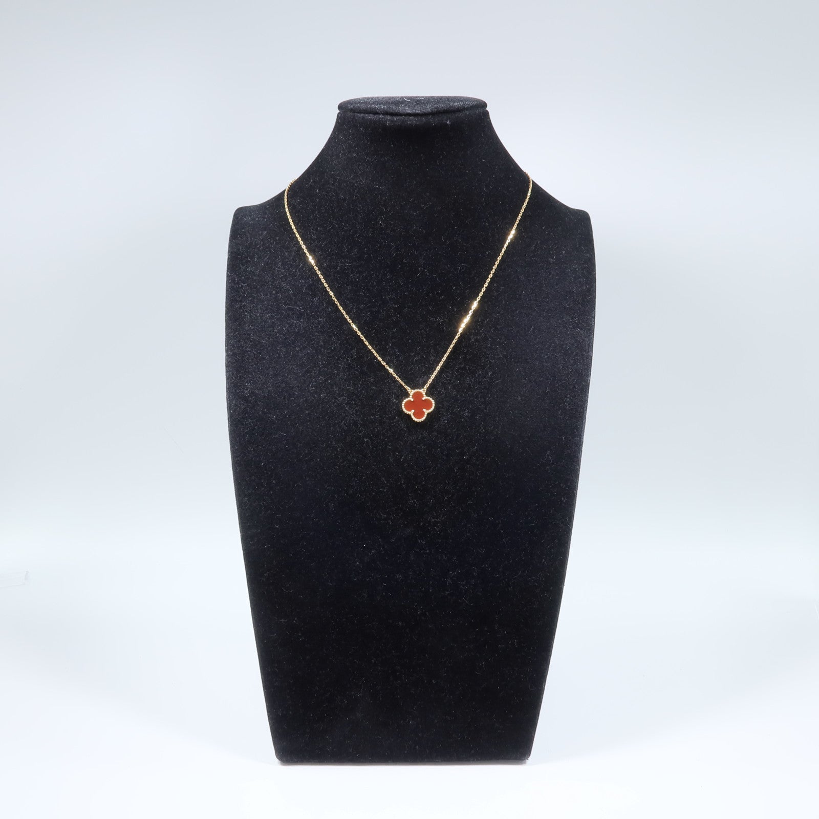 Van Cleef & Arpels 18K黃金Vintage Alhambra Necklace紅玉髓項鍊