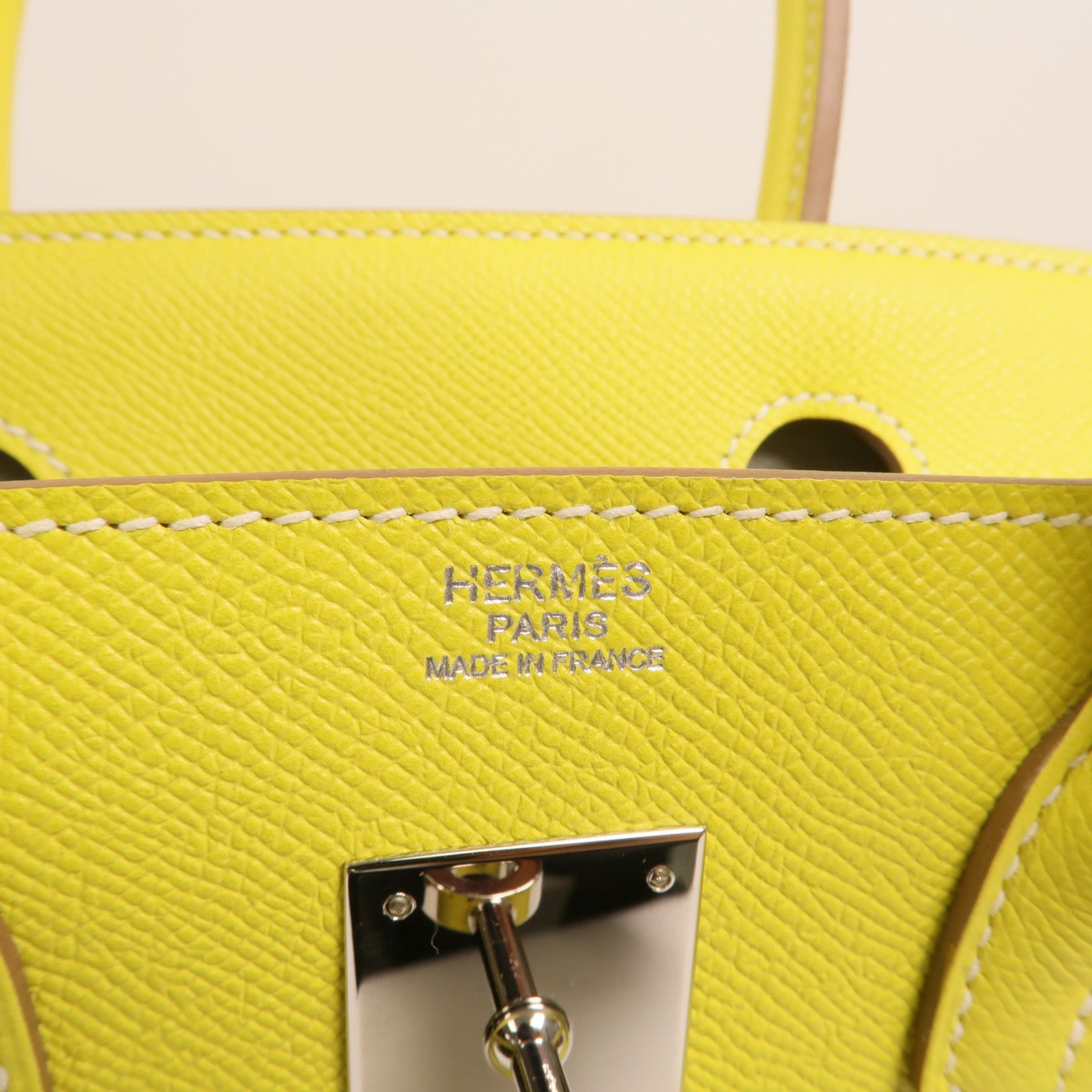 HERMES Epsom皮革Birkin30銀扣手挽袋Lime