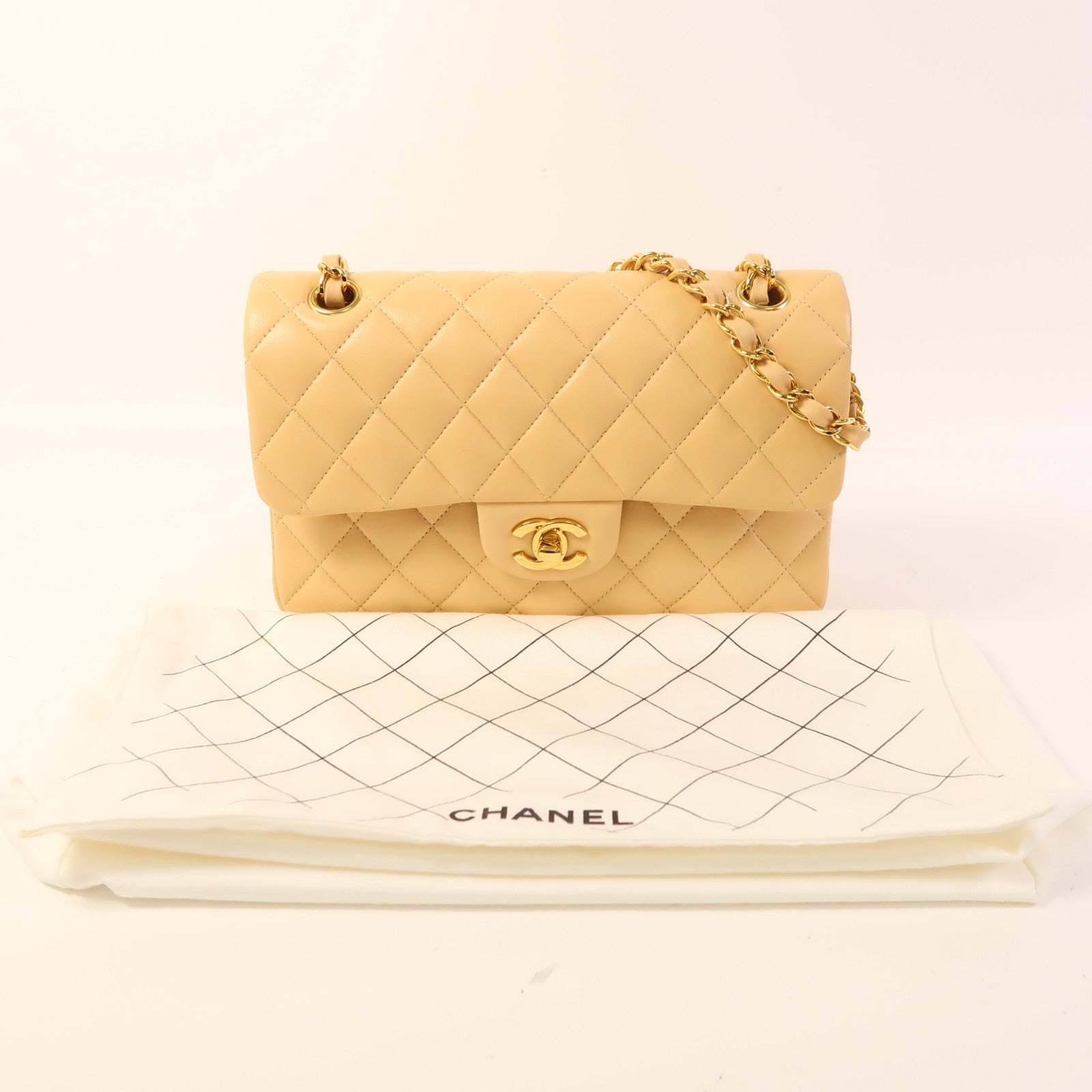 CHANEL 羊皮皮革Classic 23金扣鏈帶肩背袋