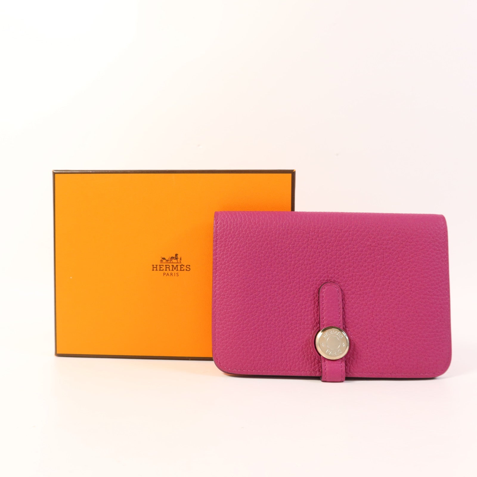 HERMES Evercolor皮革Dogon Compact Wallet銀扣錢包