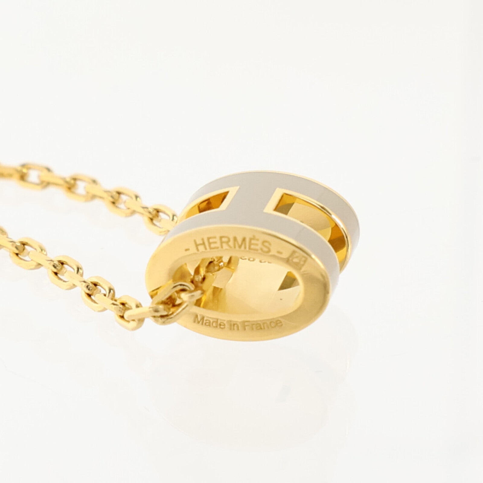 HERMES 金屬/琺瑯Mini Pop H Necklac金扣項鏈Marron Glace