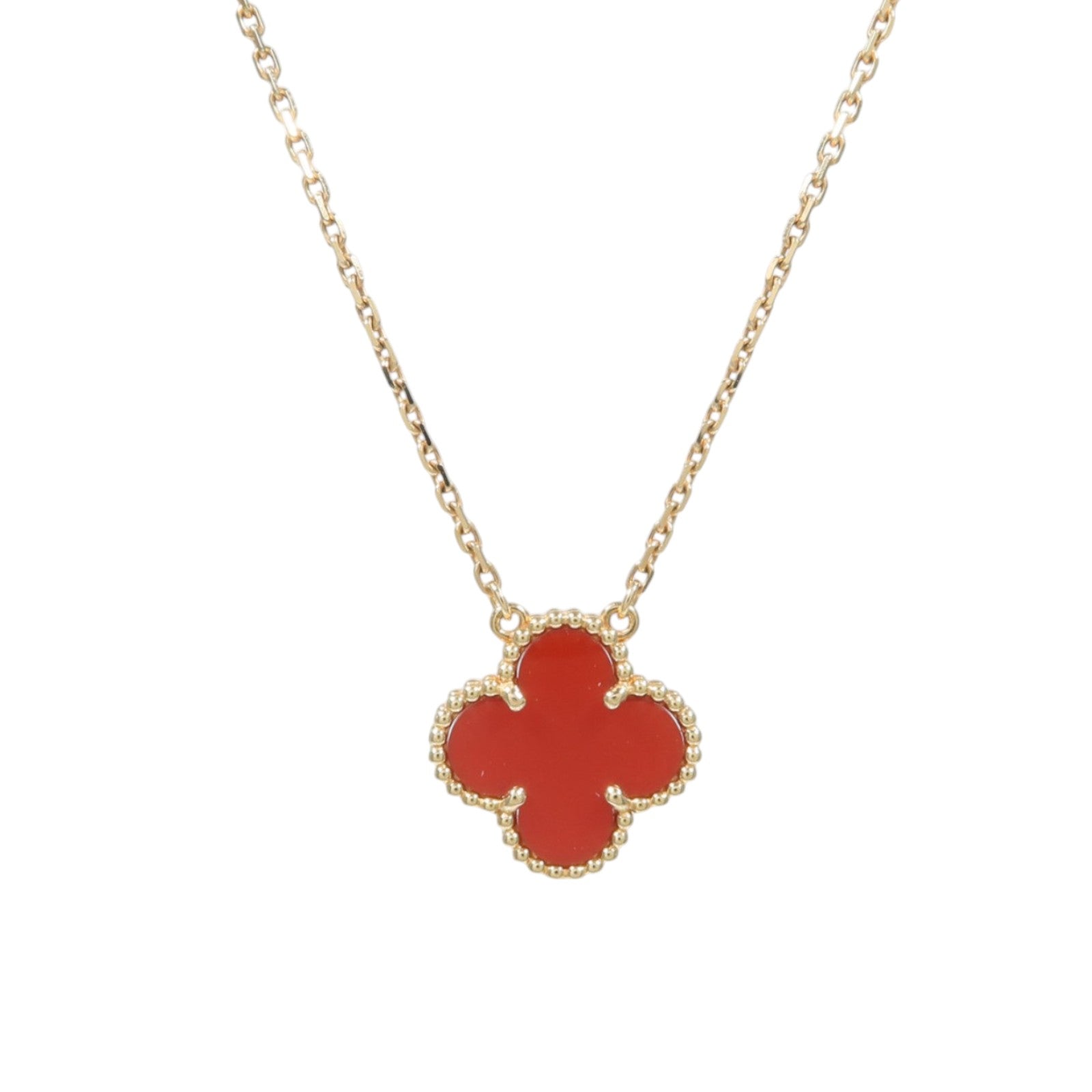 Van Cleef & Arpels 18K黃金Vintage Alhambra Necklace紅玉髓項鍊