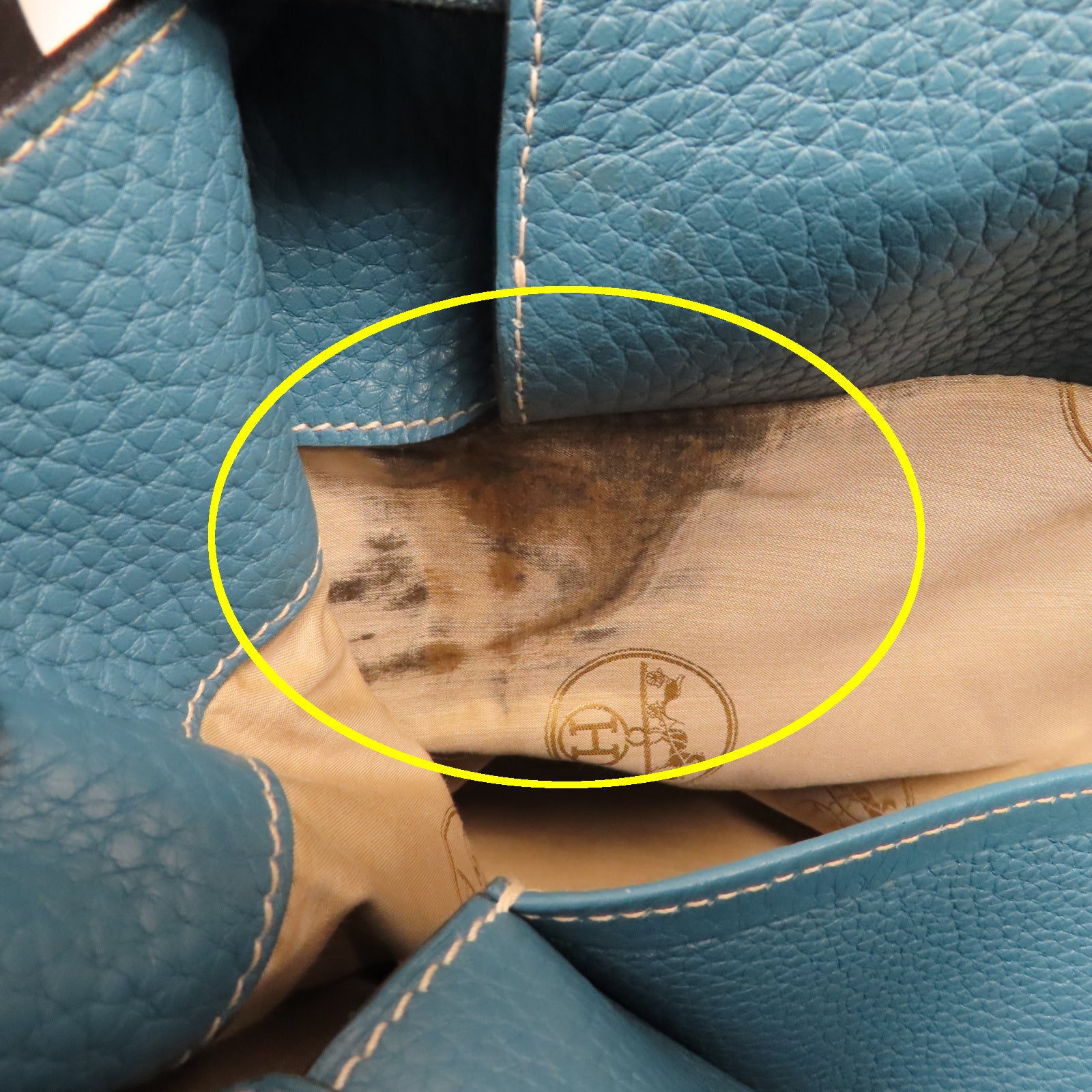 HERMES 【激減優惠】Clemence皮革Atlas 35銀扣手挽袋Blue Jeans牛仔藍色