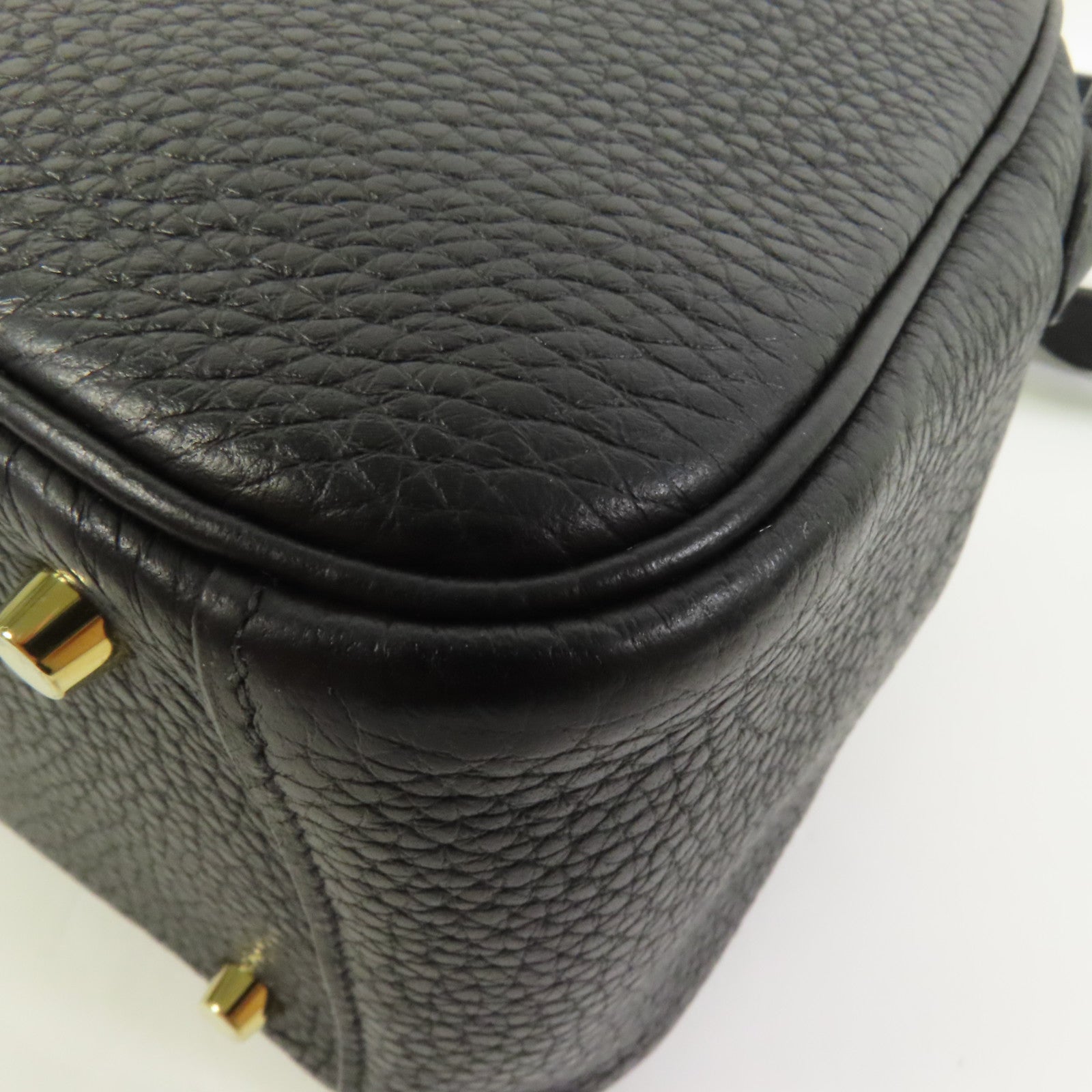 HERMES Clemence皮革Mini Lindy金扣手挽肩背兩用袋Noir