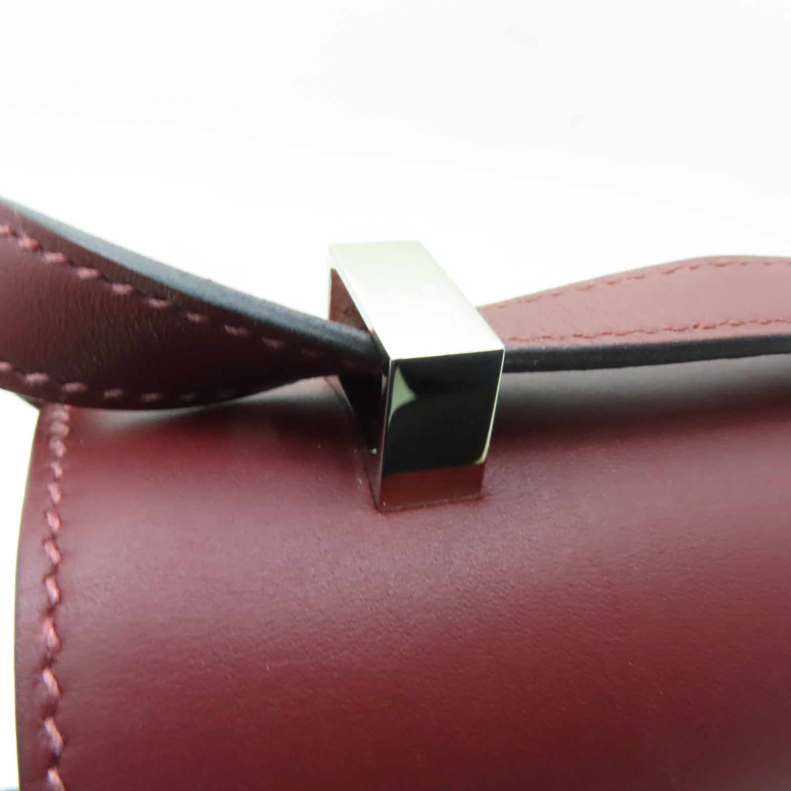 HERMES 【激減優惠】Box Calf皮革Verrou 23銀扣肩背袋Rouge H酒紅色