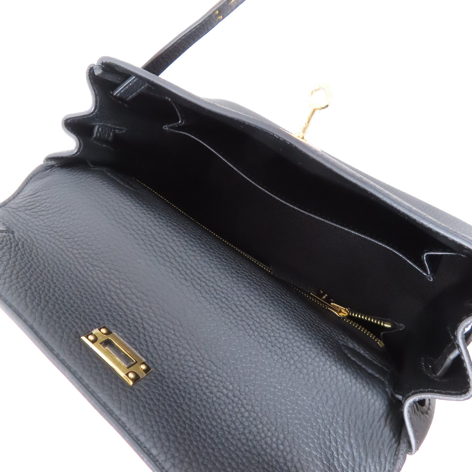 HERMES 【激減優惠】Togo皮革Kelly 25金扣手挽肩背兩用袋黑色