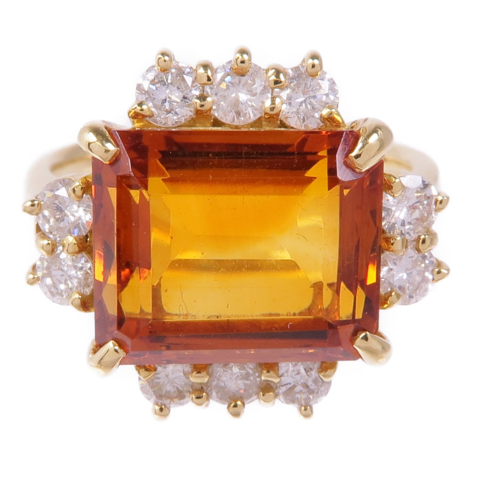 JEWELRY 18K黃金Citrine Ring黃水晶/鑽石戒指US#5.75