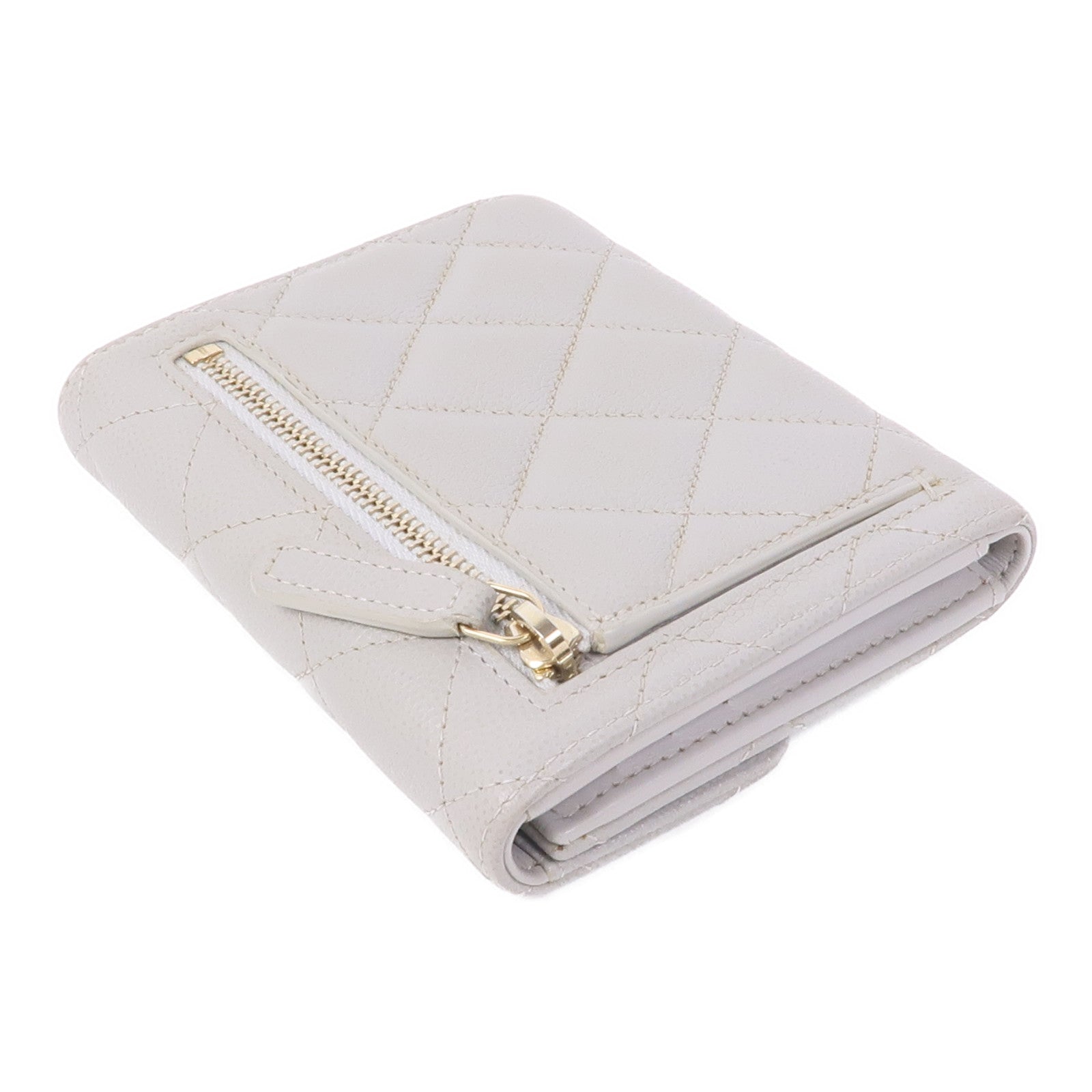 CHANEL CC GHW Wallet AP0231 Calfskin Leather Gray