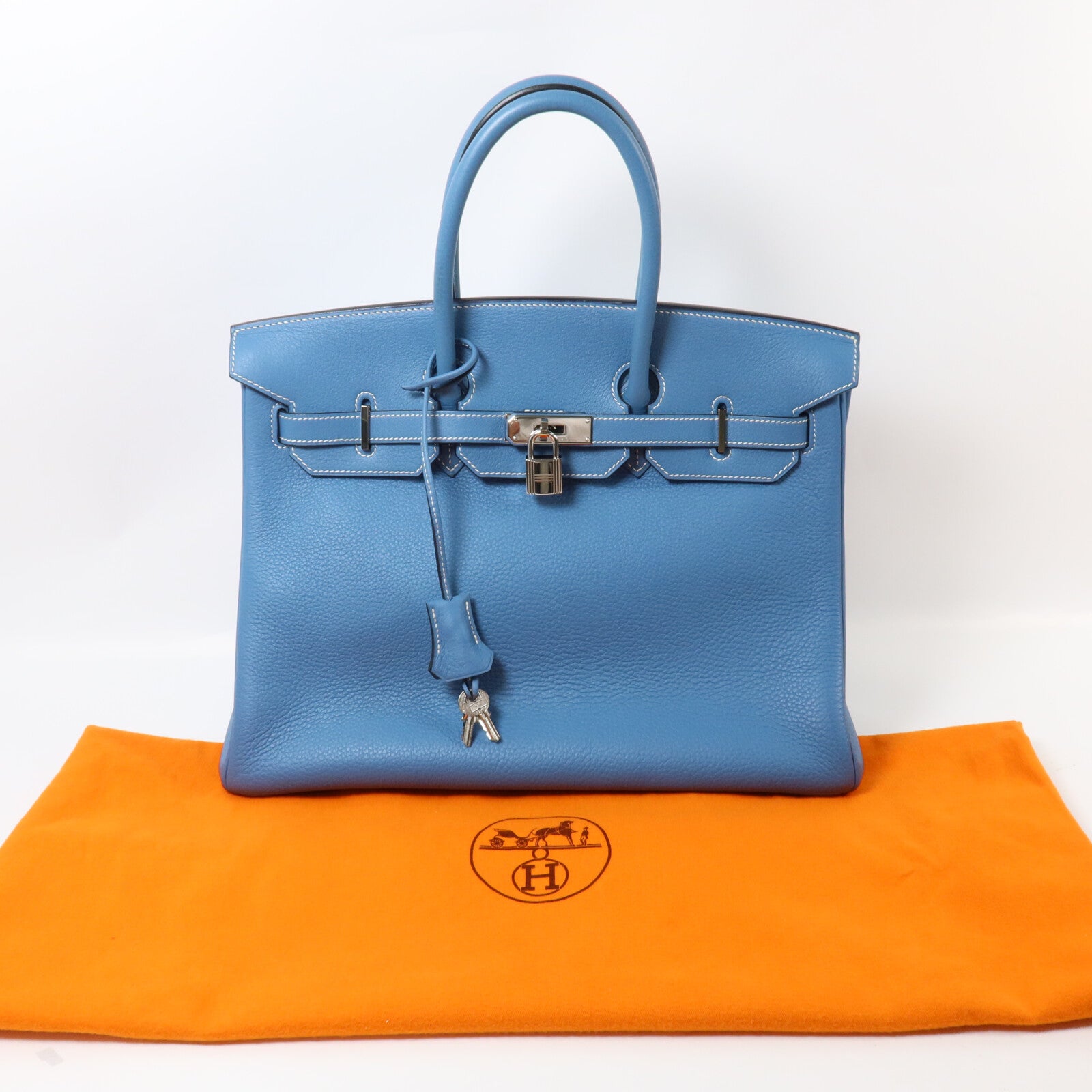 HERMES Togo皮革Birkin 35手挽袋Bleu Jean