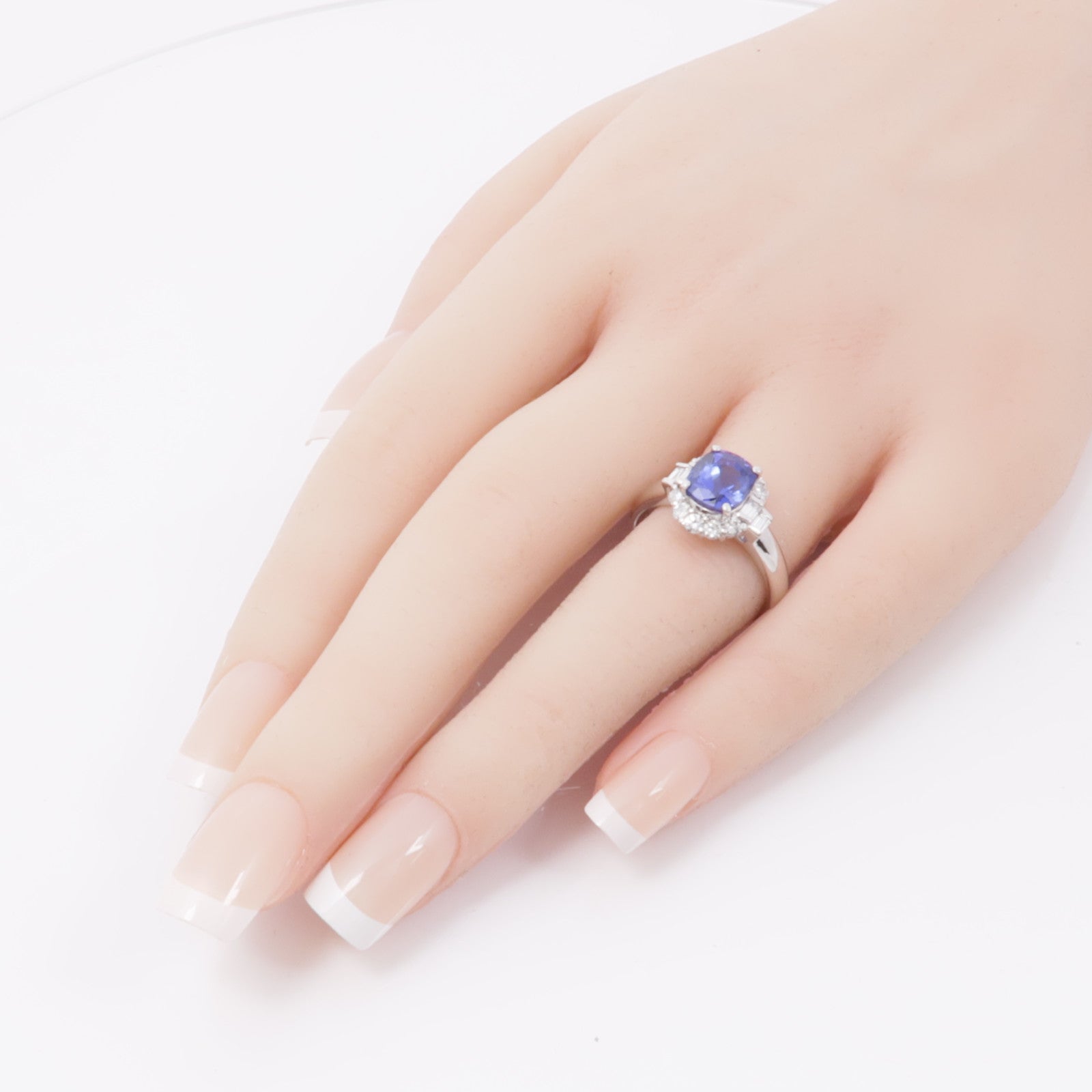 JEWELRY 鉑金Sapphire/Diamond Ring 藍寶石/鑽石戒指US#7.5