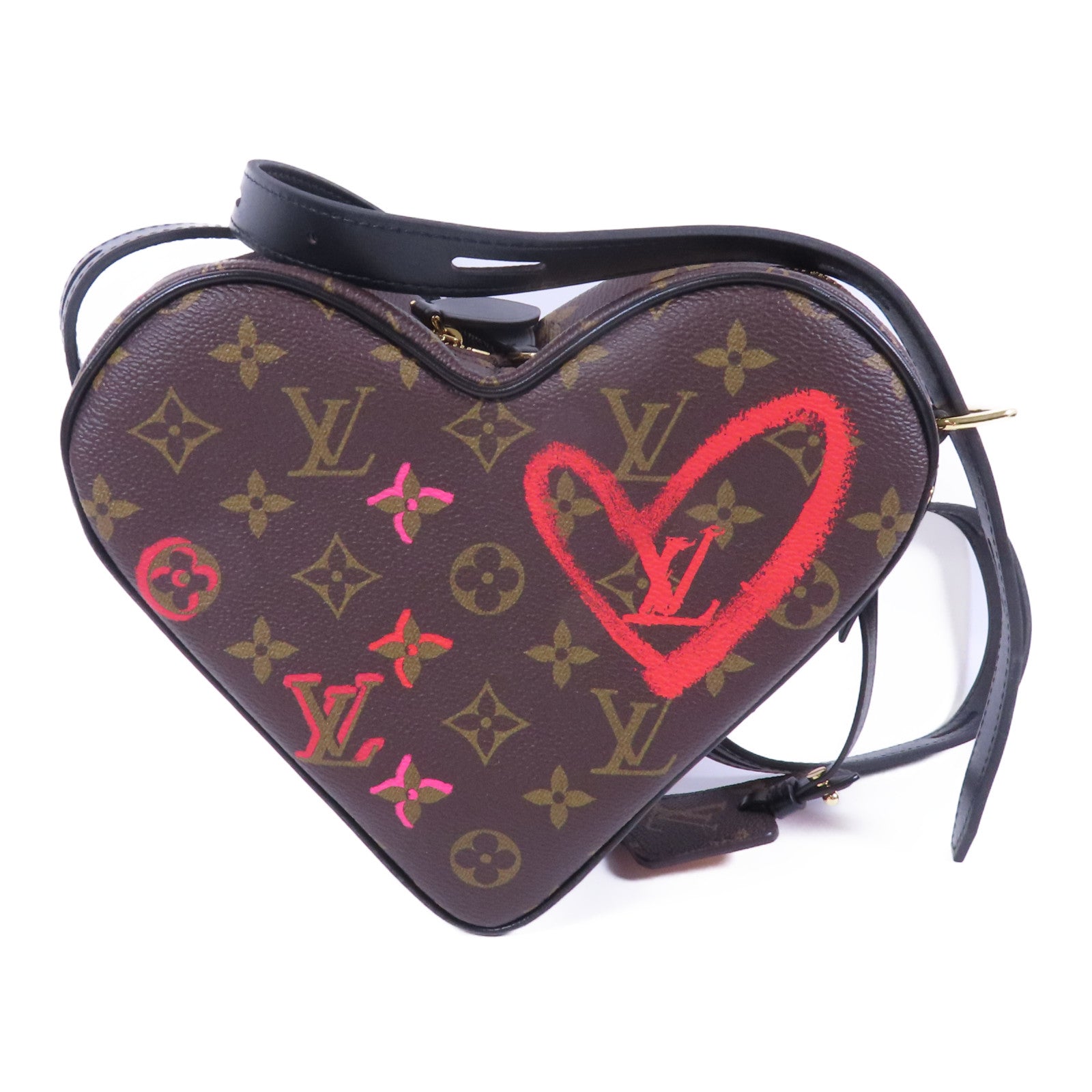 LOUIS VUITTON Monogram Sac Coeur Fall In Love金扣肩背袋棕色