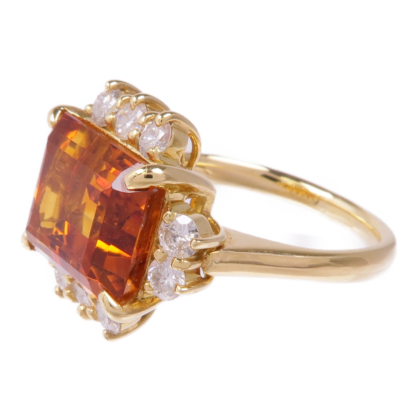 JEWELRY 18K黃金Citrine Ring黃水晶/鑽石戒指US#5.75