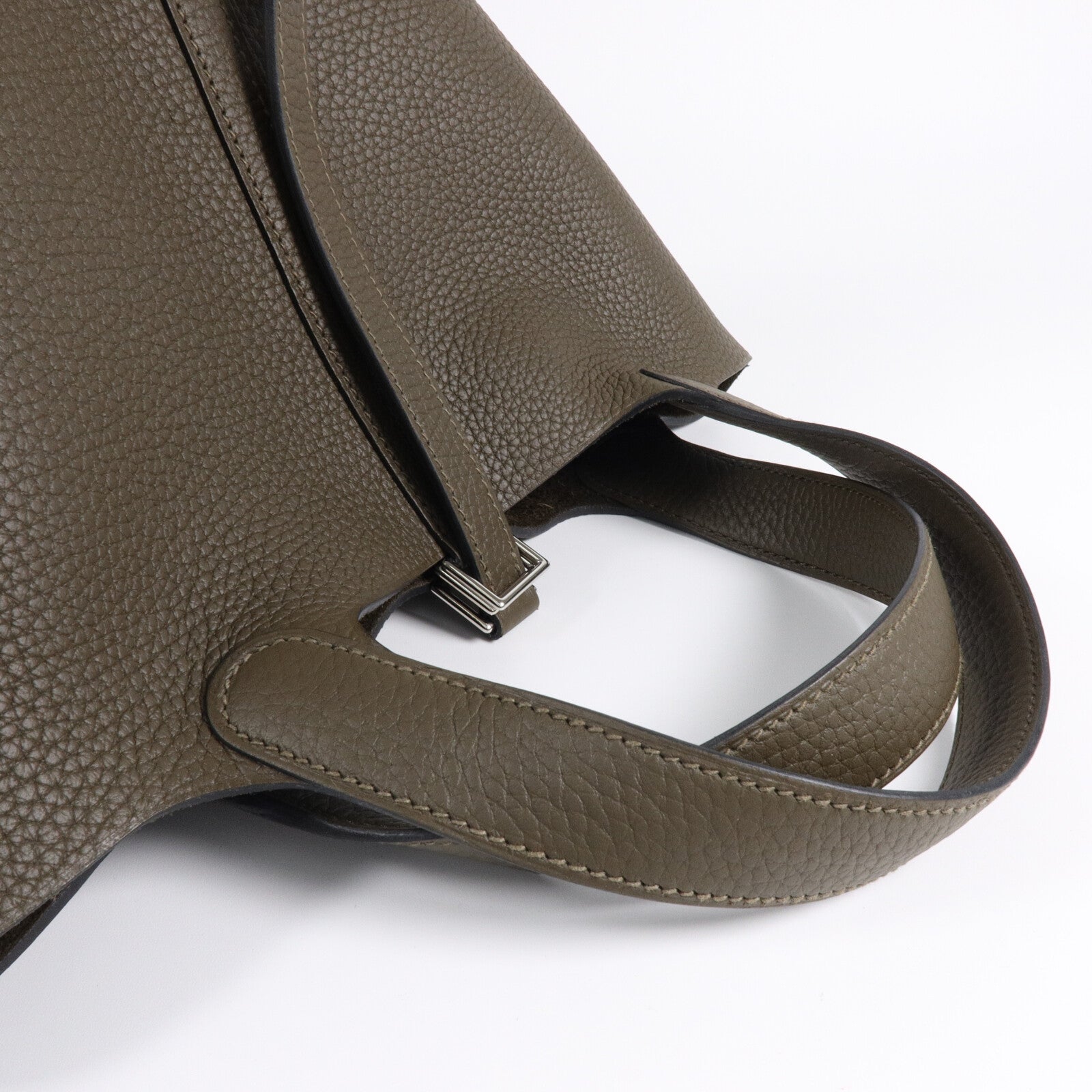 HERMES Clemence皮革Picotin PM手挽袋Vert Loden