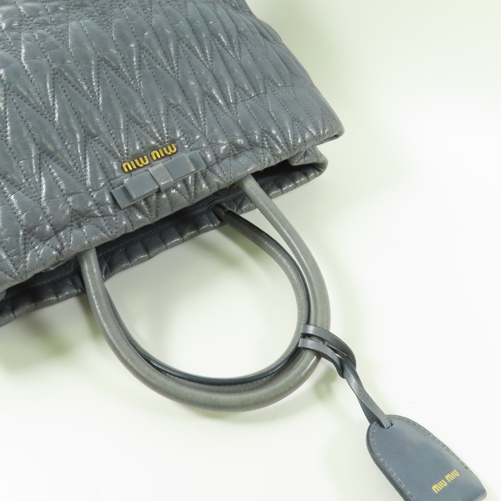 Miu Miu 牛皮皮革2 Way Shoulder Bag金扣手挽肩背兩用袋藍色