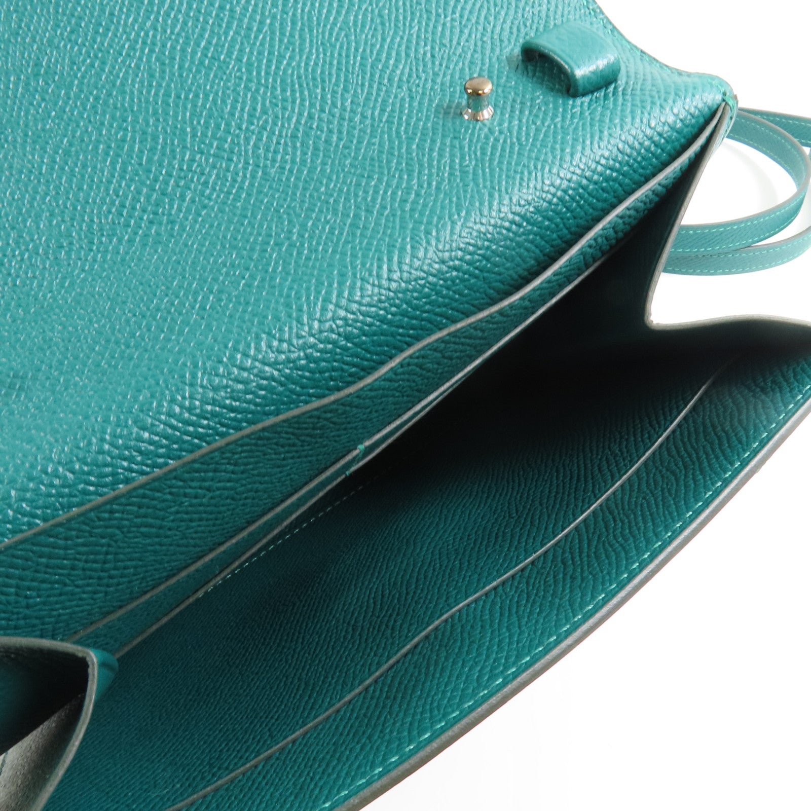 HERMES Epsom皮革Clic 16銀扣肩背袋Vert Vertigo