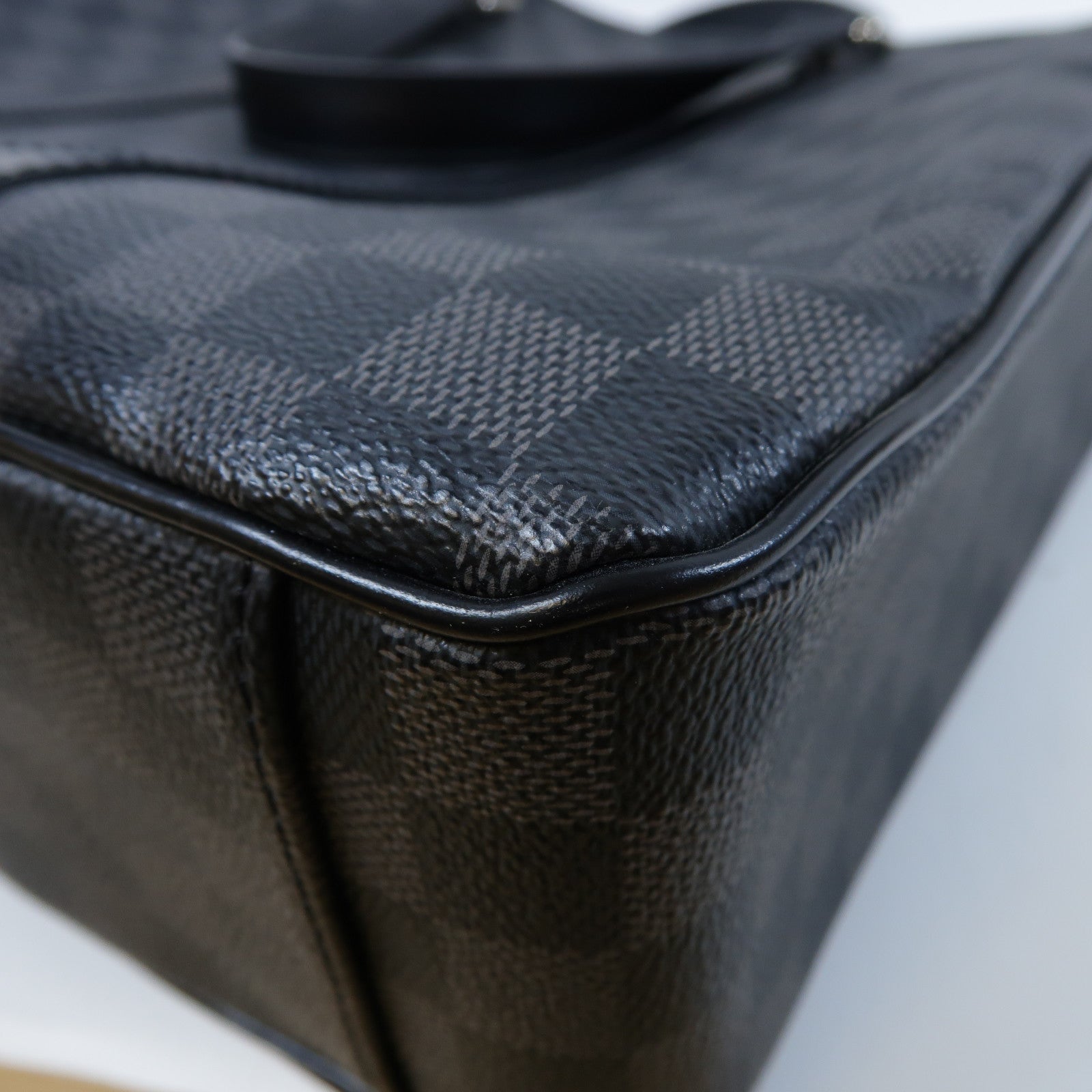 LOUIS VUITTON Damier Graphite Tadao銀扣手挽肩背兩用袋黑色