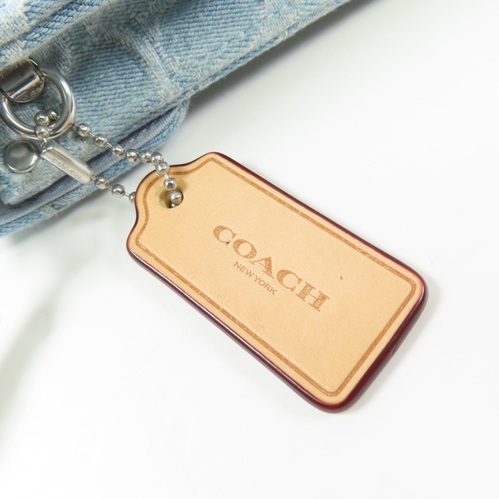 COACH 牛仔布Tote Bag銀扣肩背袋