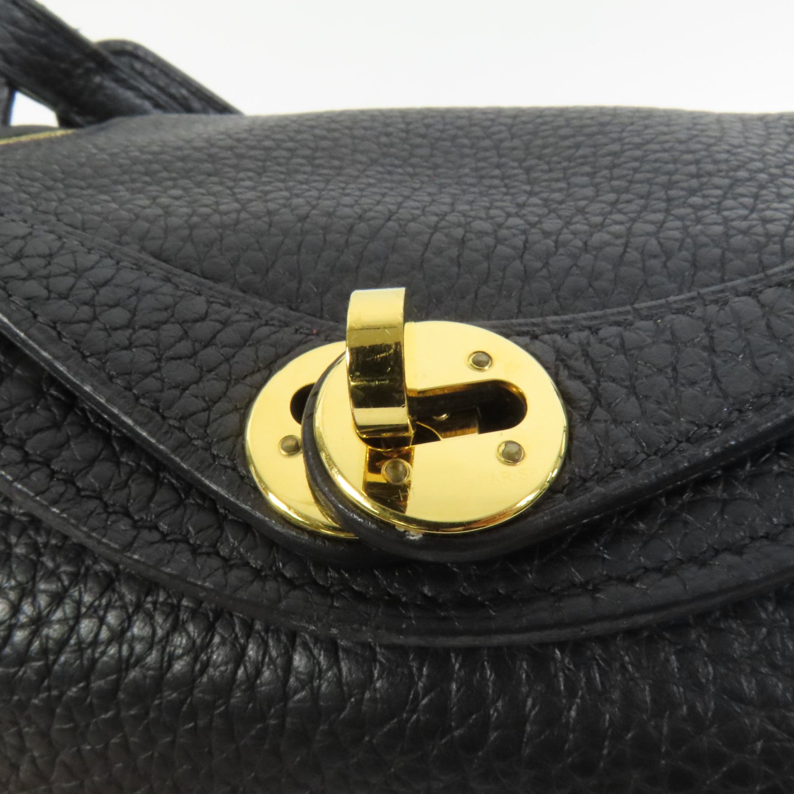 HERMES Clemence皮革Mini Lindy金扣手挽肩背兩用袋Noir