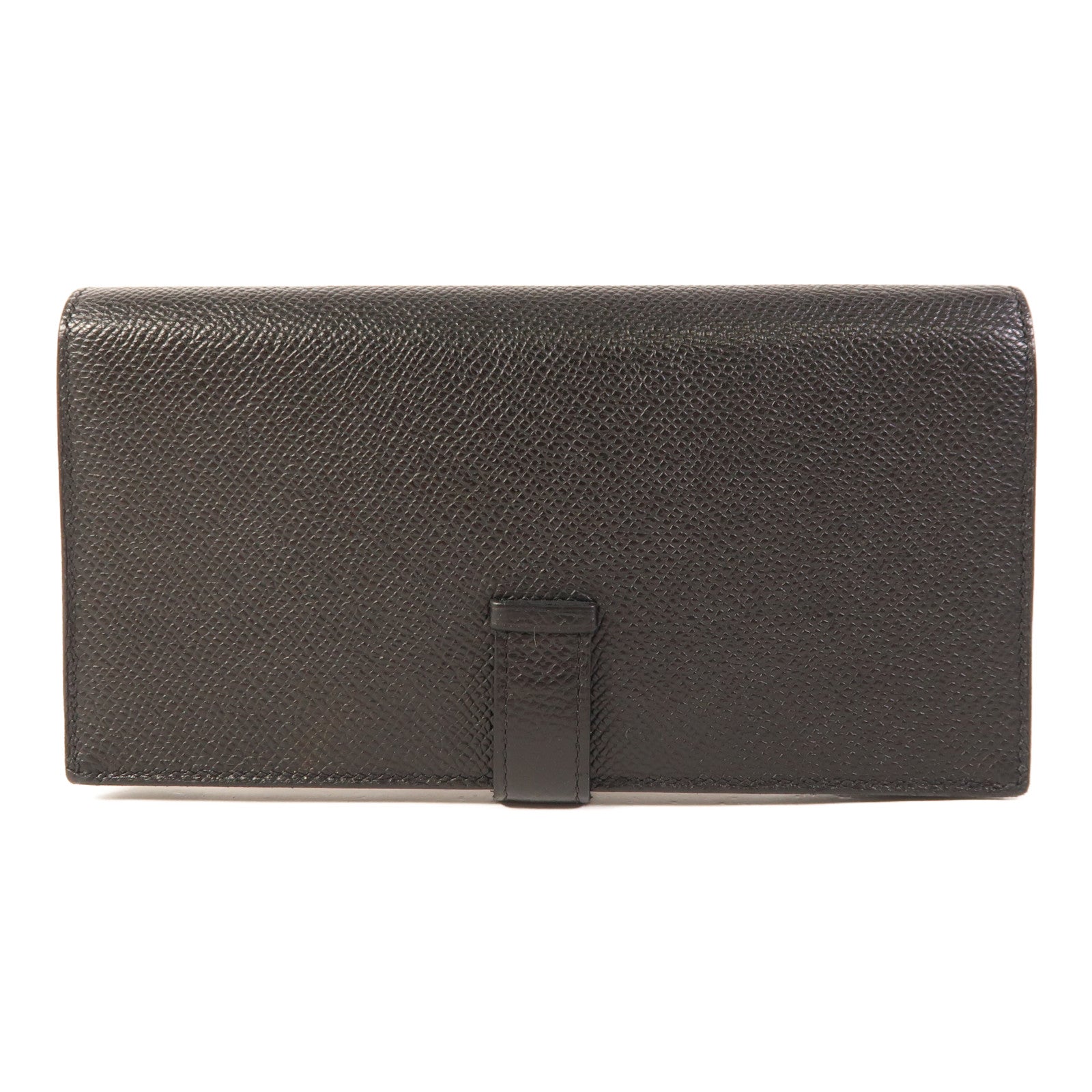 HERMES Epsom皮革Bearn Wallet銀扣長錢包Noir
