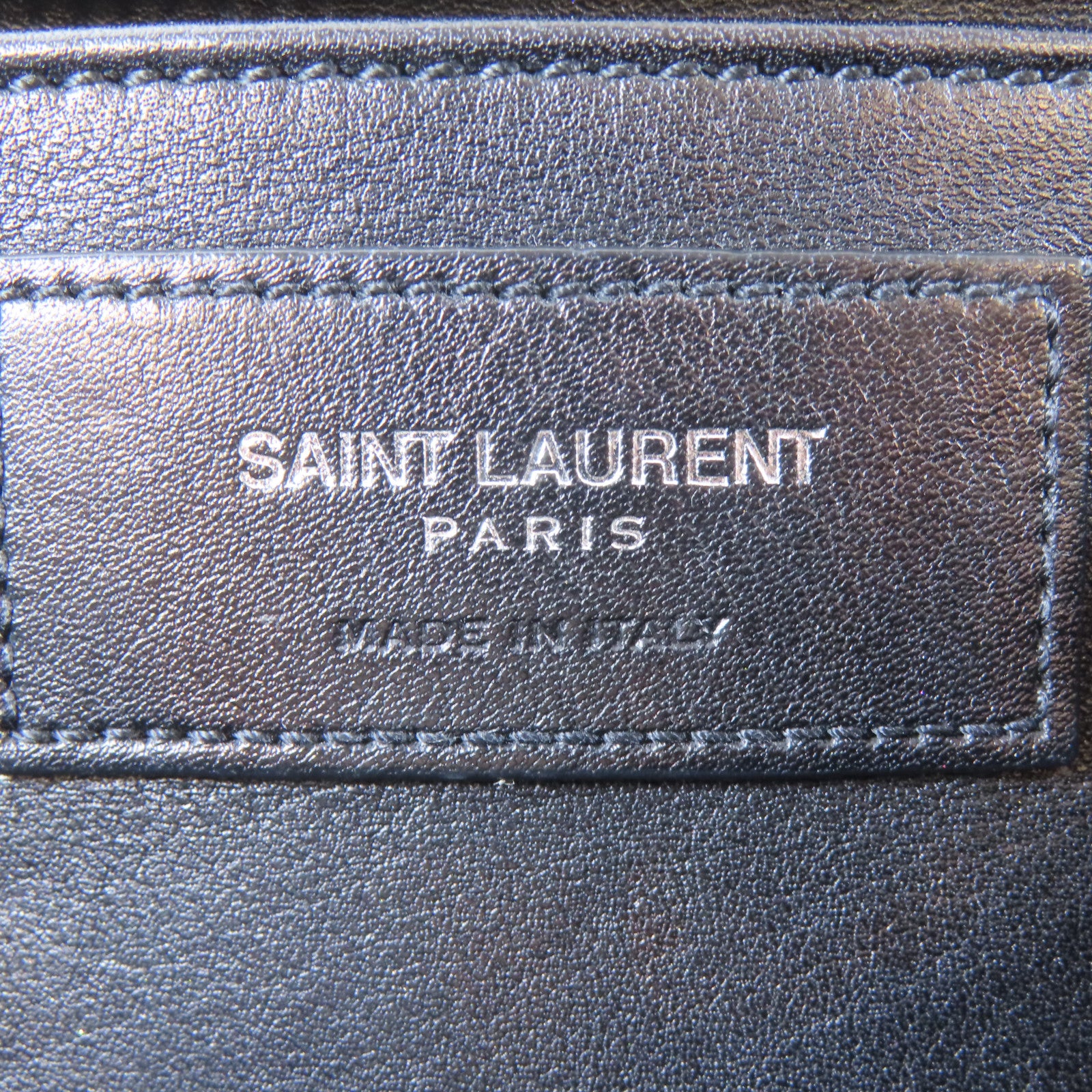 SAINT LAURENT 牛皮皮革Petit Cabas銀扣手挽肩背兩用袋黑色