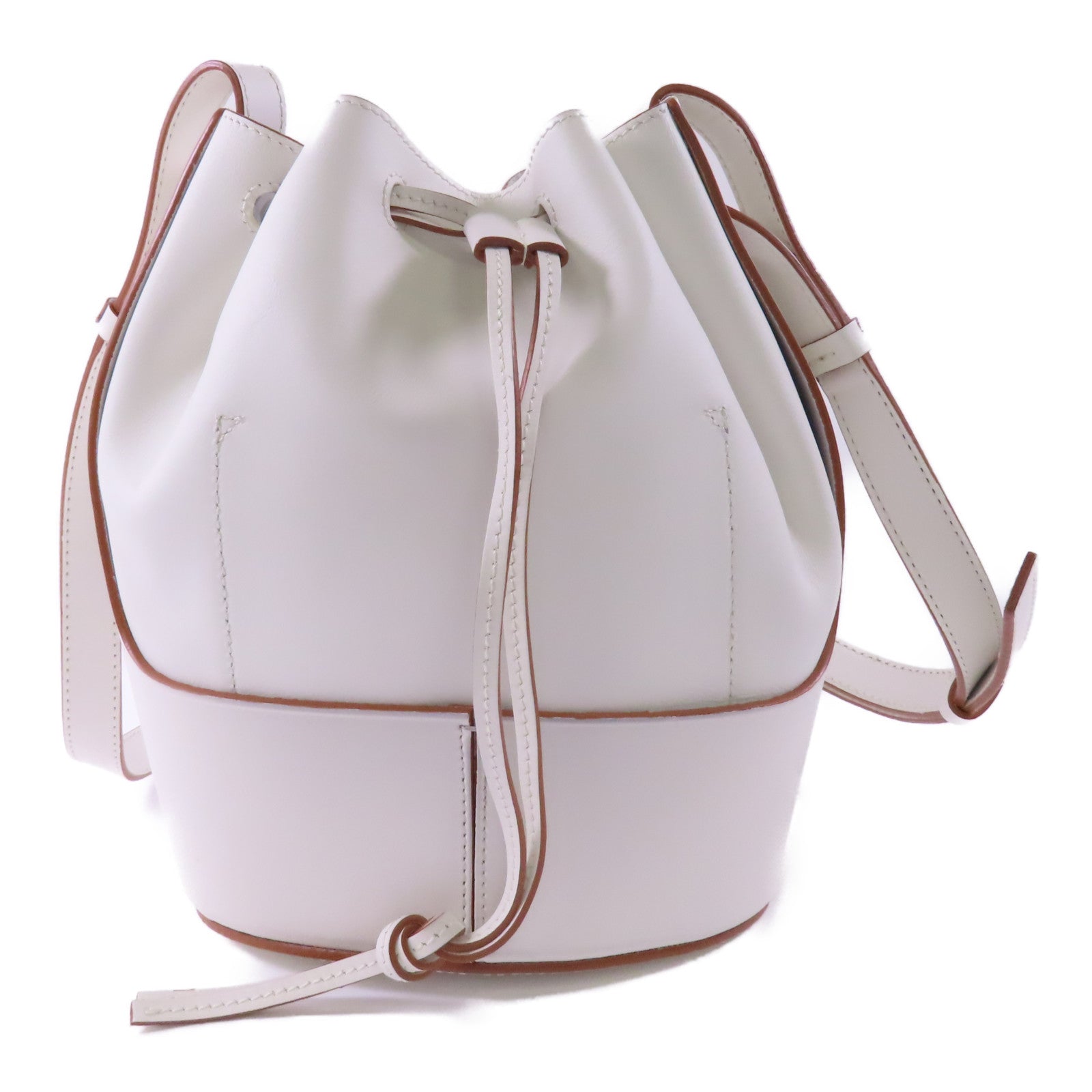 LOEWE 牛皮皮革Balloon金扣肩背袋白色