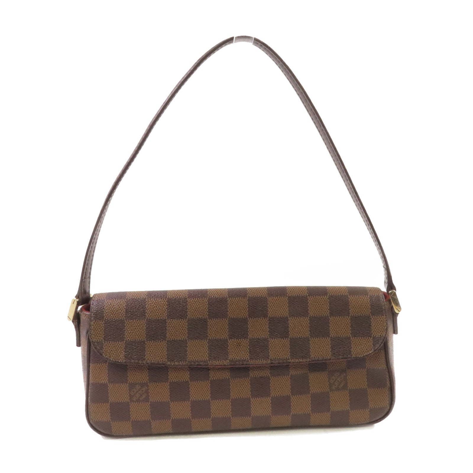 LOUIS VUITTON Damier Ebene Recoleta Hand Bag金扣肩背袋啡色
