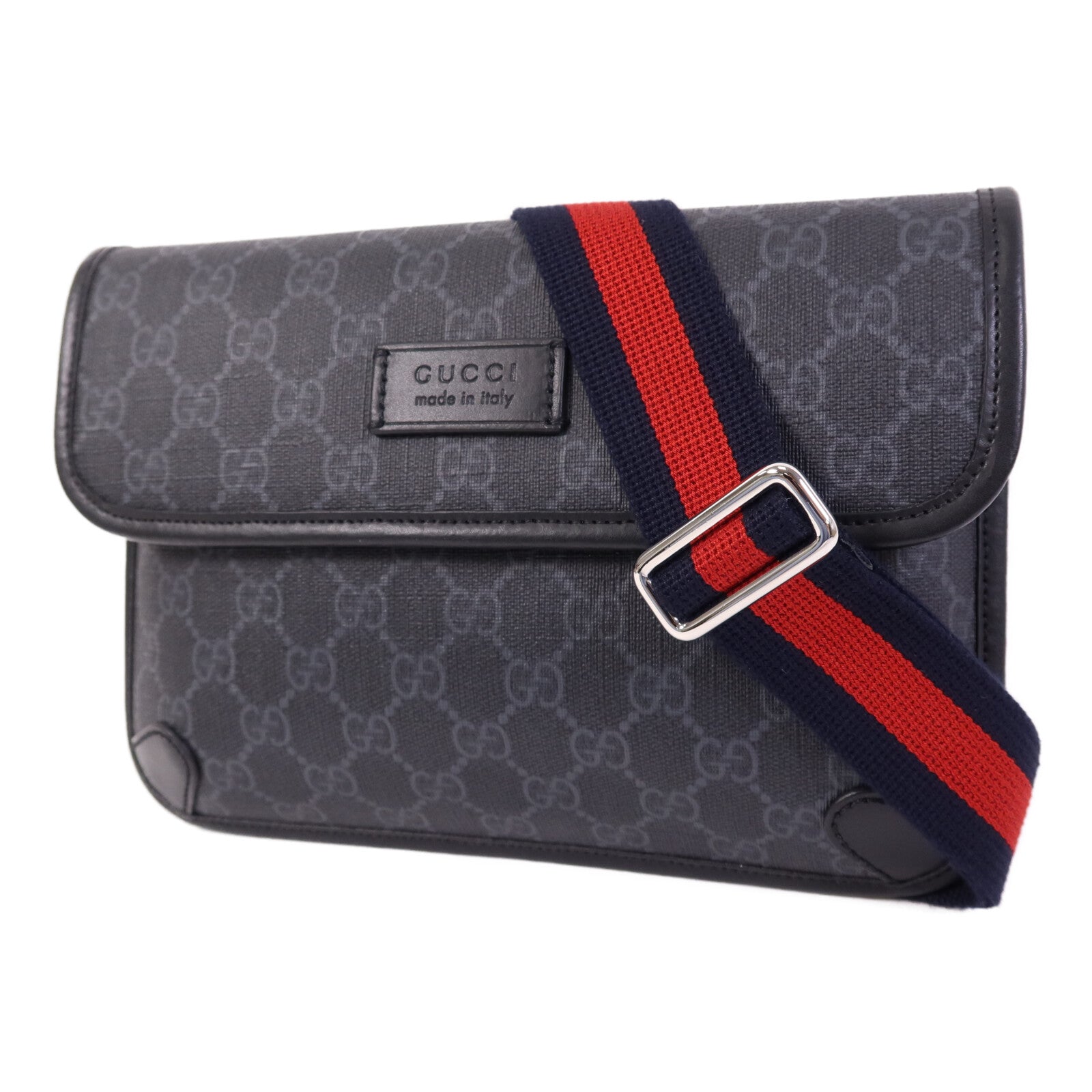 GUCCI 塗層帆布Waist Bag銀扣腰包