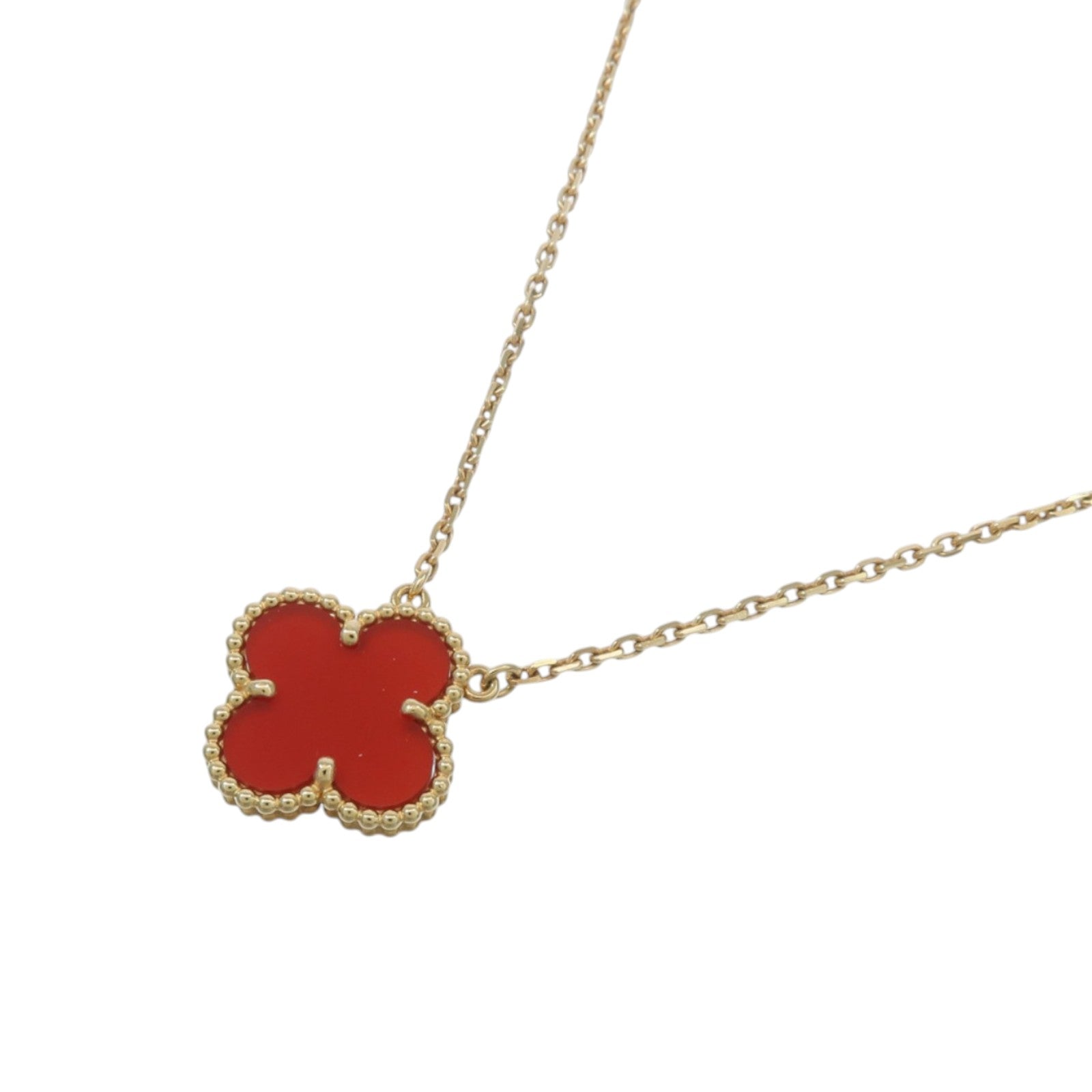 Van Cleef & Arpels 18K黃金Vintage Alhambra Necklace紅玉髓項鍊