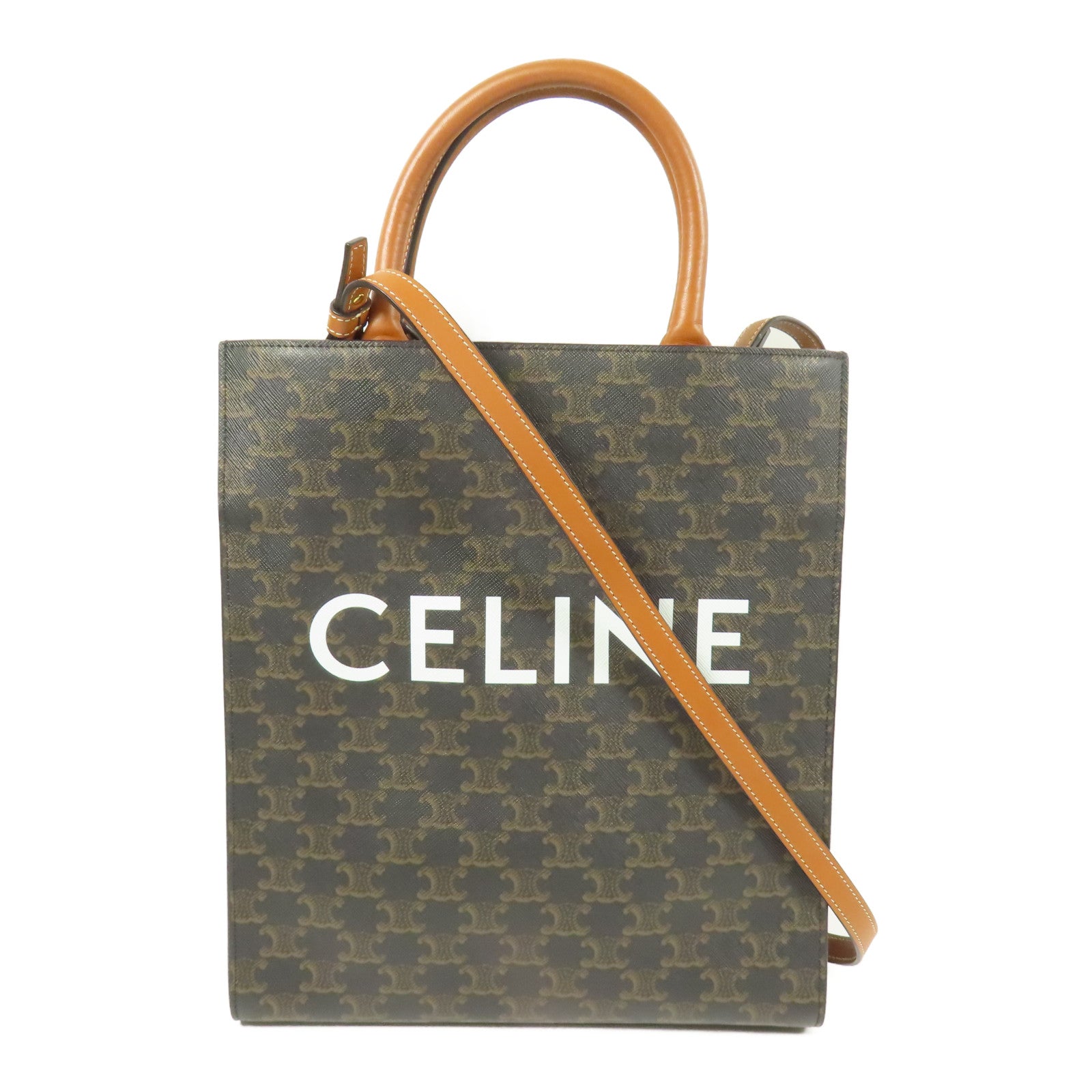 CELINE 塗層帆布Small Cabas Vertical 金扣手挽肩背兩用袋