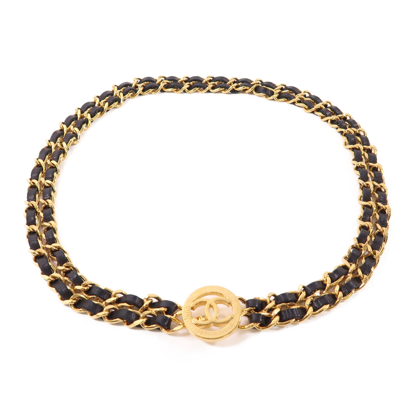 CHANEL 羊皮皮革Belt金扣鏈帶皮帶