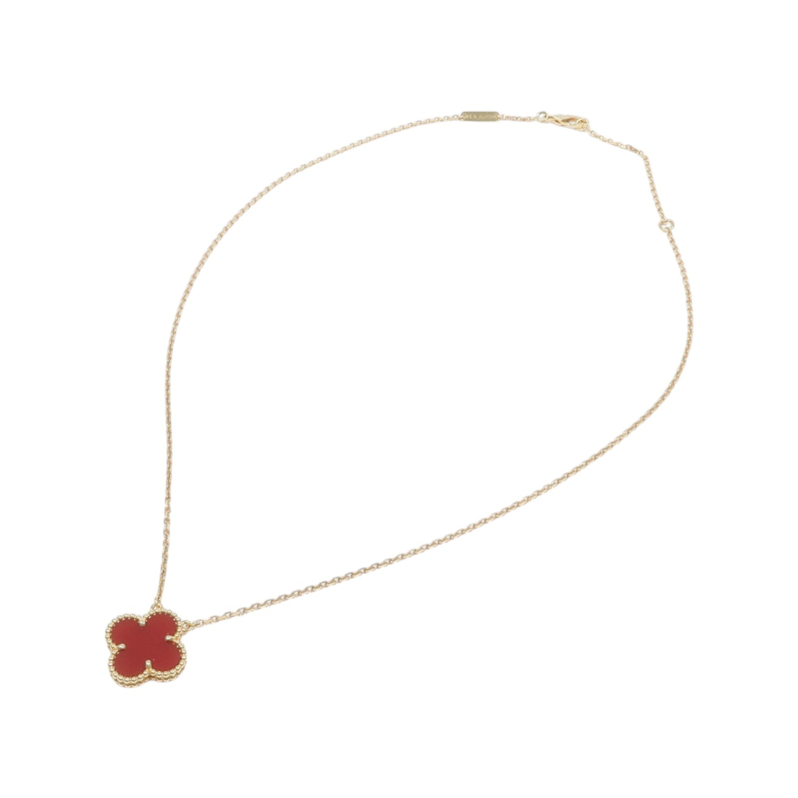 Van Cleef & Arpels 18K黃金Vintage Alhambra Necklace紅玉髓項鍊