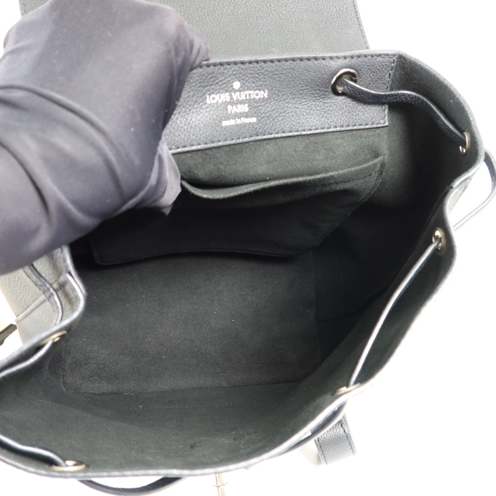 LOUIS VUITTON 牛皮皮革Lock Me Backpack銀扣背包