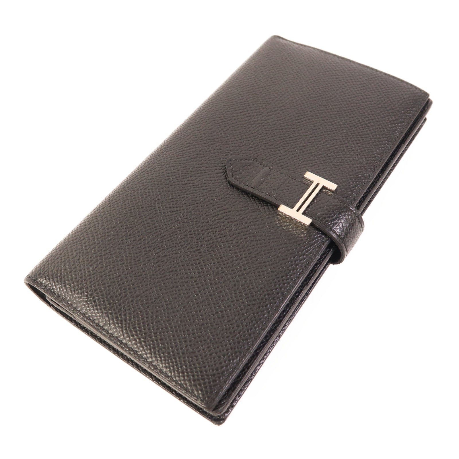 HERMES Epsom皮革Bearn Wallet銀扣長錢包Noir