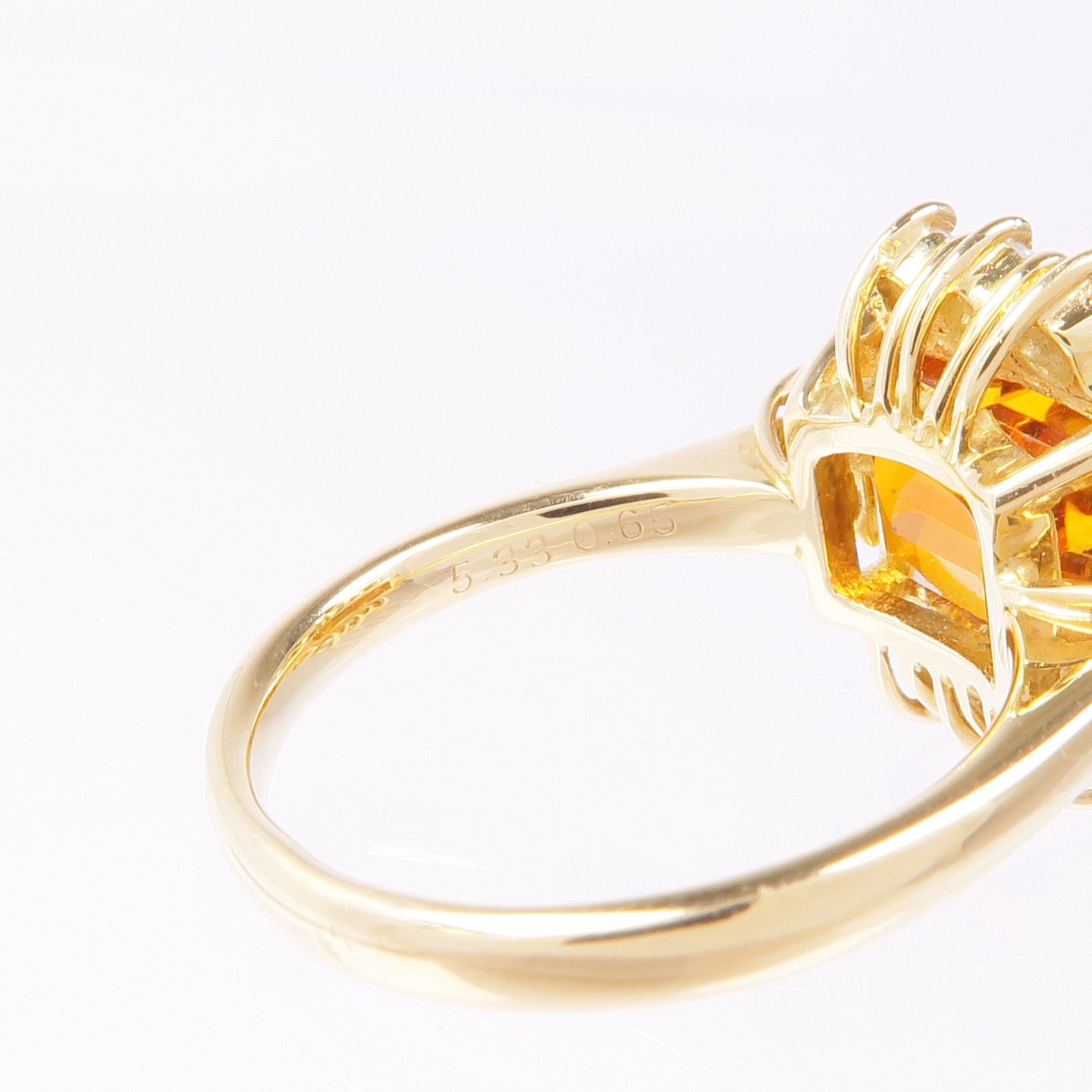 JEWELRY 【激減優惠】18K黃金Citrine Ring黃水晶/鑽石戒指US#5.75