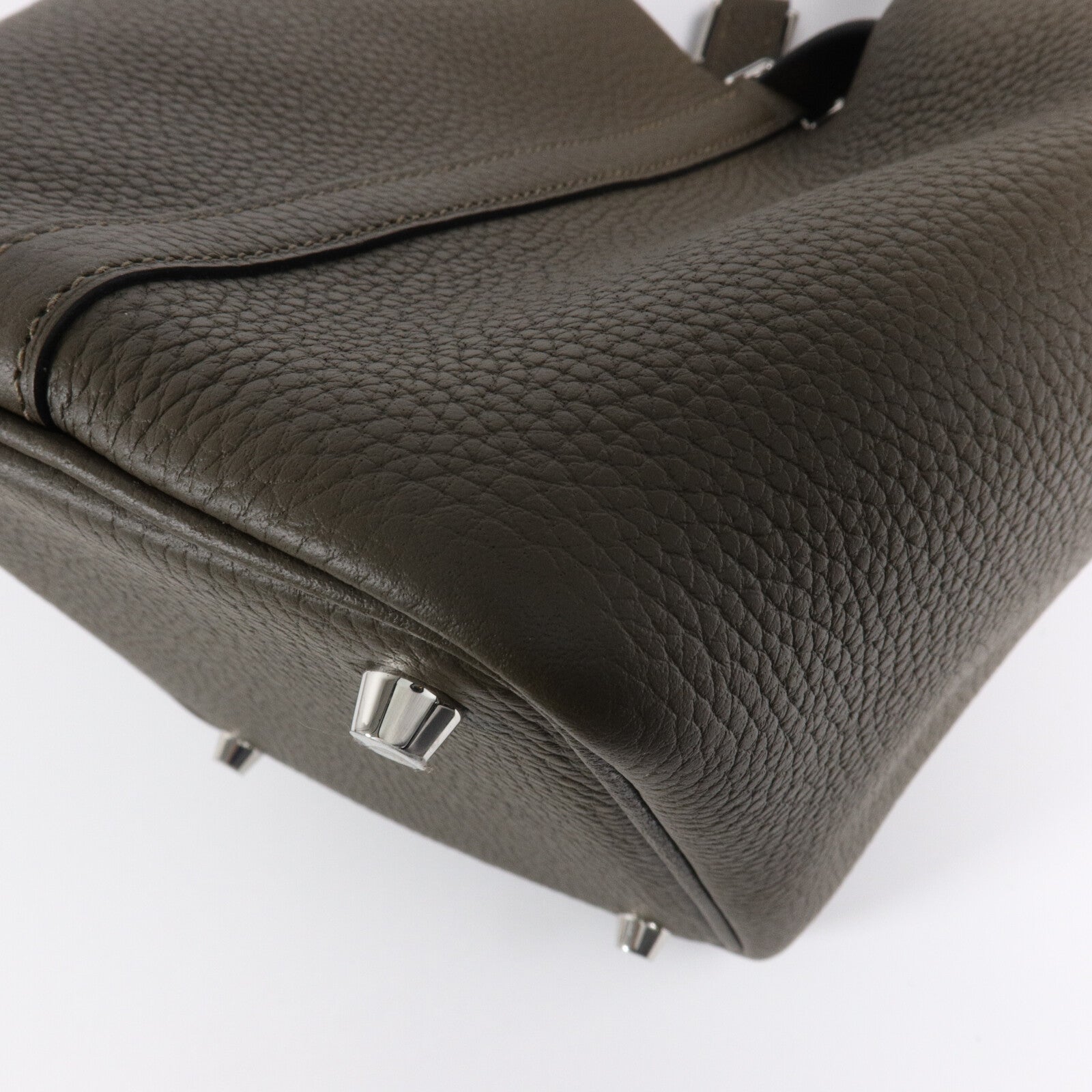HERMES Clemence皮革Picotin PM手挽袋Vert Loden