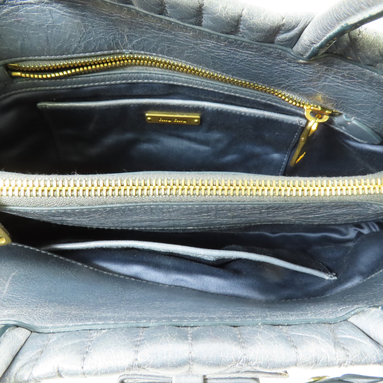 Miu Miu 牛皮皮革2 Way Shoulder Bag金扣手挽肩背兩用袋藍色